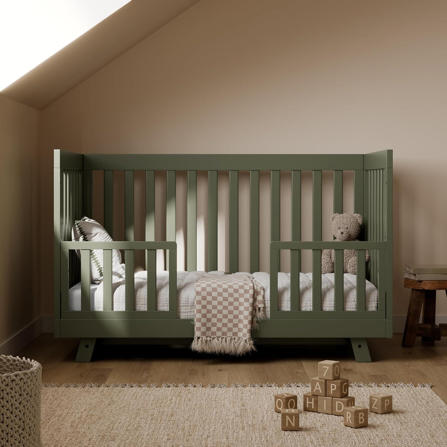 imageStorkcraft Beckett 3in1 Convertible Crib Natural GREENGUARD Gold Certified Fits Standard Crib Mattress Converts to Toddler Bed and Daybed 4 Adjustable Mattress Heights GrowwithMe DesignOlive