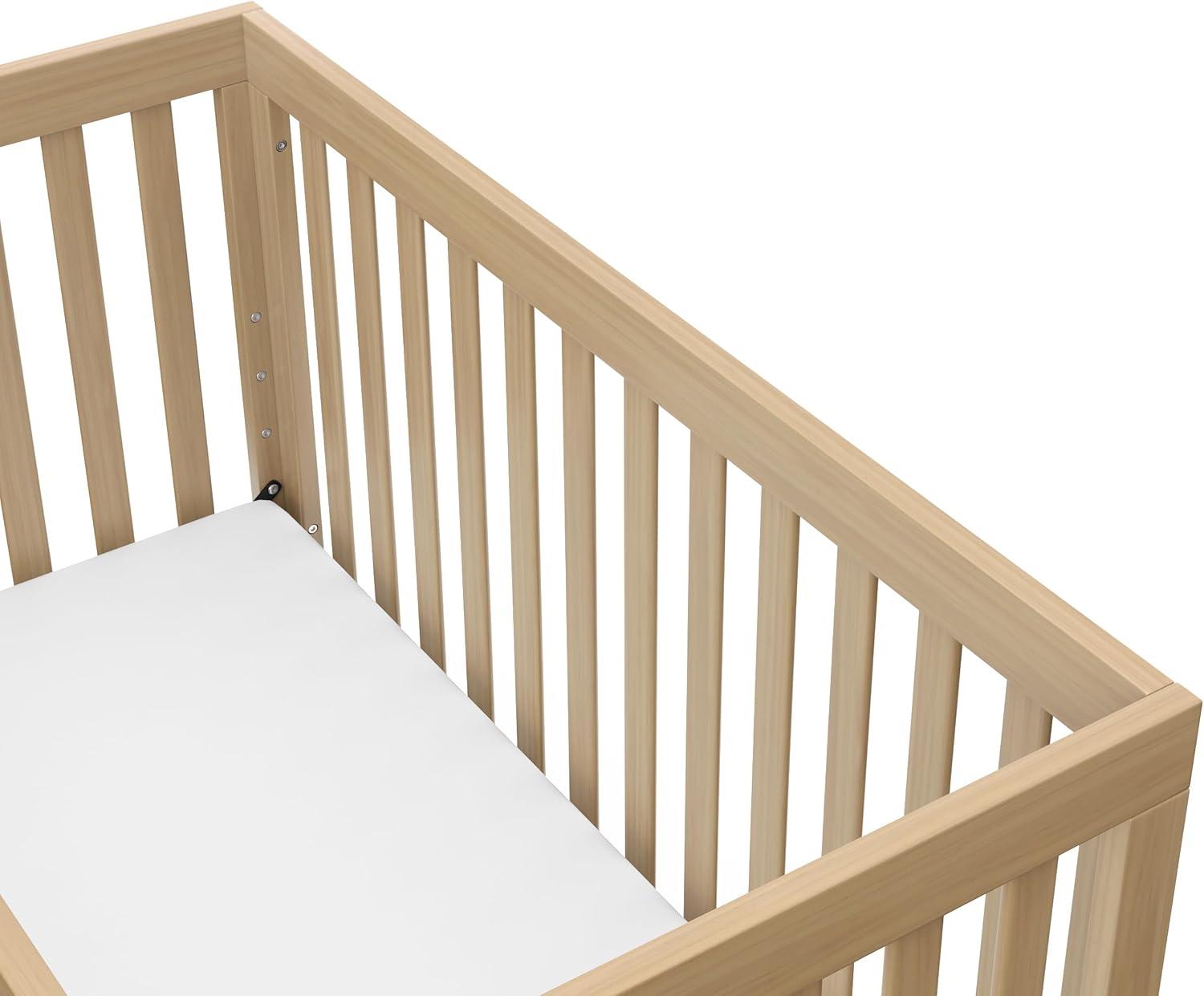 imageStorkcraft Beckett 3in1 Convertible Crib Natural GREENGUARD Gold Certified Fits Standard Crib Mattress Converts to Toddler Bed and Daybed 4 Adjustable Mattress Heights GrowwithMe DesignDriftwood