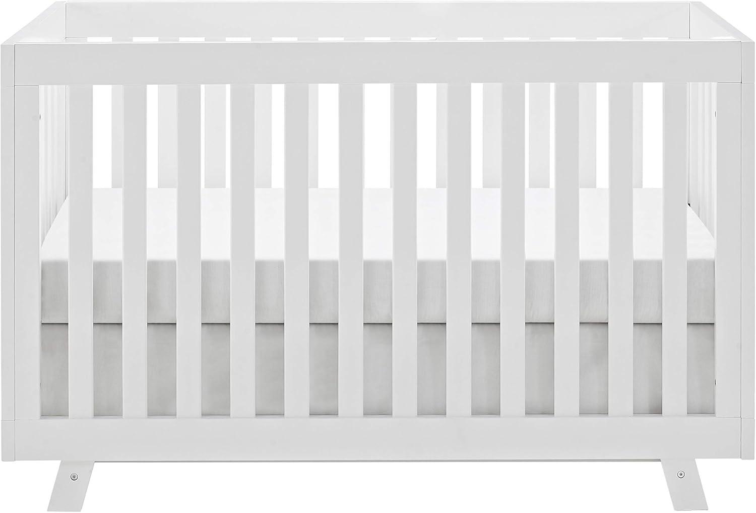 imageStorkcraft Beckett 3in1 Convertible Crib Natural GREENGUARD Gold Certified Fits Standard Crib Mattress Converts to Toddler Bed and Daybed 4 Adjustable Mattress Heights GrowwithMe DesignWhite