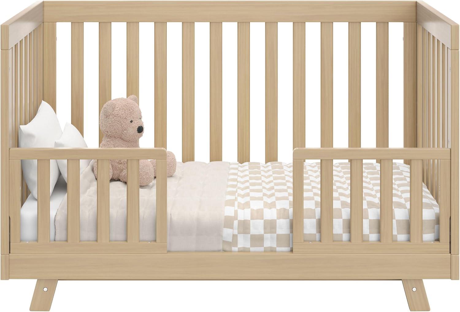 imageStorkcraft Beckett 3in1 Convertible Crib Natural GREENGUARD Gold Certified Fits Standard Crib Mattress Converts to Toddler Bed and Daybed 4 Adjustable Mattress Heights GrowwithMe DesignDriftwood