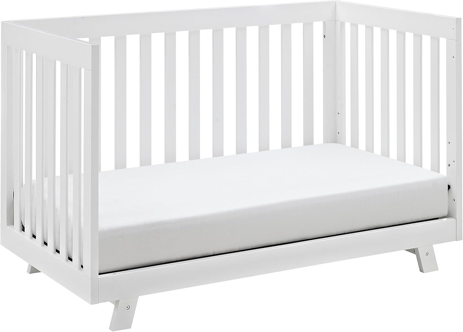 imageStorkcraft Beckett 3in1 Convertible Crib Natural GREENGUARD Gold Certified Fits Standard Crib Mattress Converts to Toddler Bed and Daybed 4 Adjustable Mattress Heights GrowwithMe DesignWhite