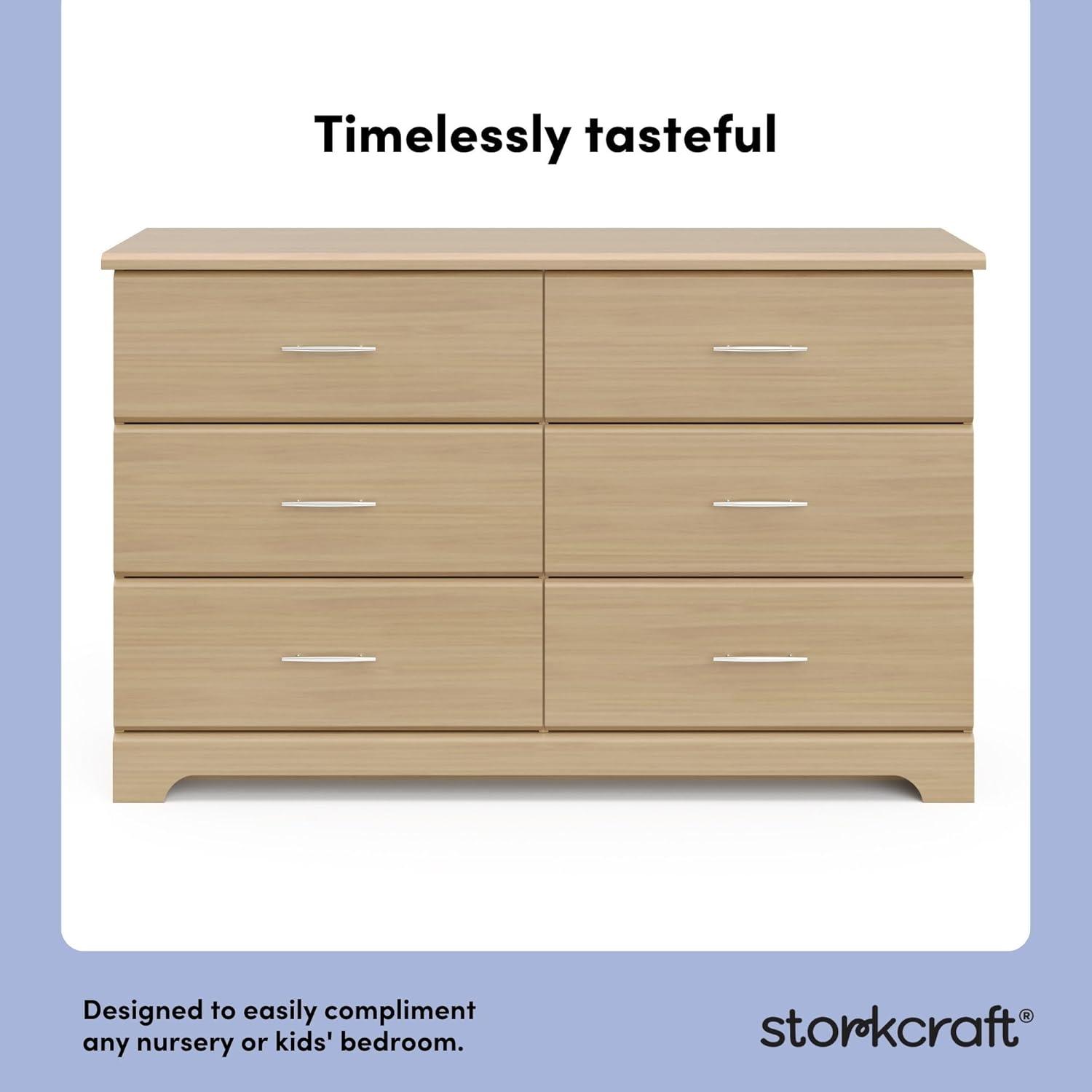 imageStorkcraft Brookside 6Drawer Dresser White GREENGUARD Gold Certified White Dresser for Bedroom Kids ampamp Nursery Storage Chest Safety Interlocking Drawers PreInstalled Tracks Kids ChestDriftwood