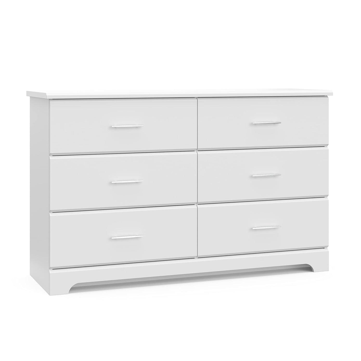 imageStorkcraft Brookside 6Drawer Dresser White GREENGUARD Gold Certified White Dresser for Bedroom Kids ampamp Nursery Storage Chest Safety Interlocking Drawers PreInstalled Tracks Kids ChestWhite