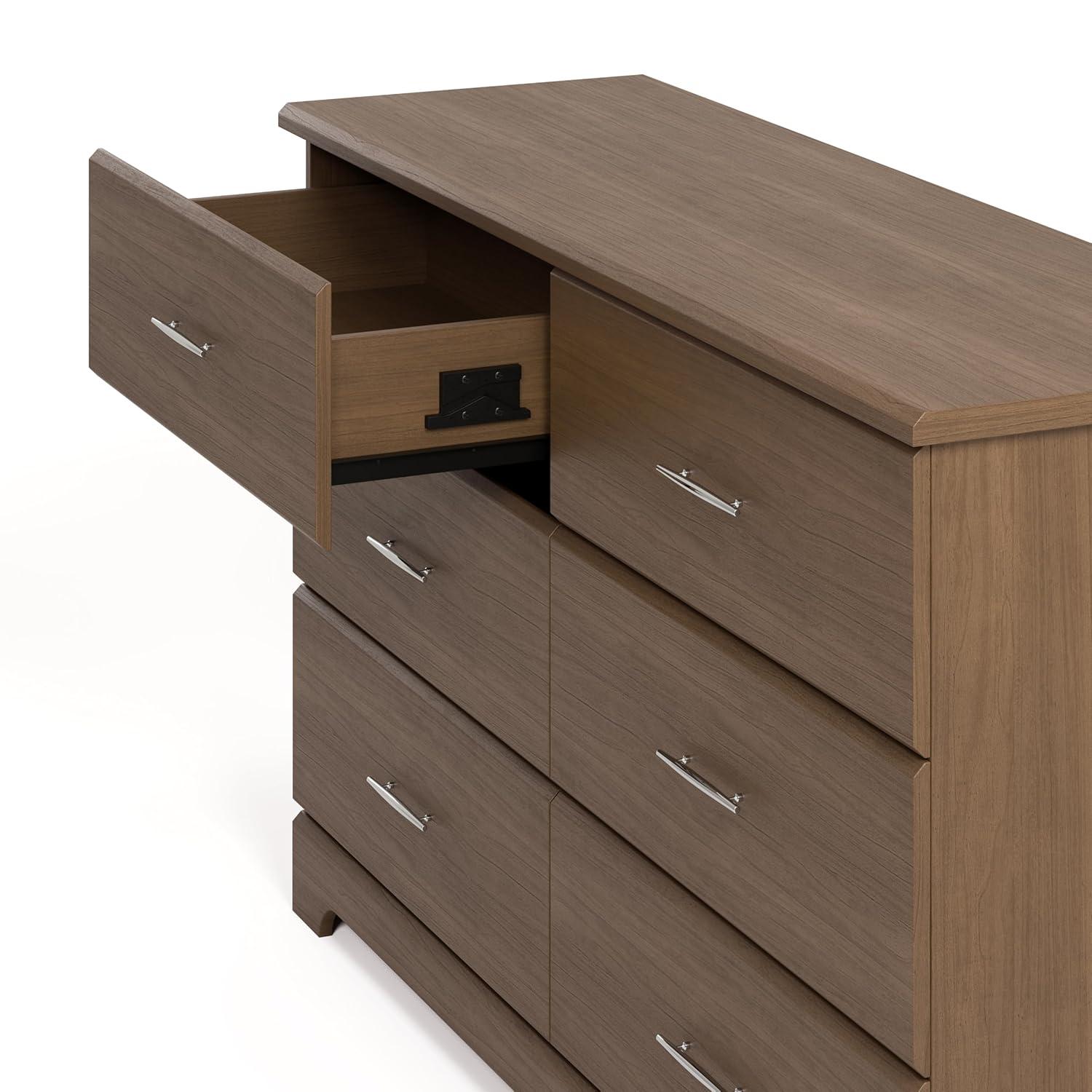 imageStorkcraft Brookside 6Drawer Dresser White GREENGUARD Gold Certified White Dresser for Bedroom Kids ampamp Nursery Storage Chest Safety Interlocking Drawers PreInstalled Tracks Kids ChestHazelnut