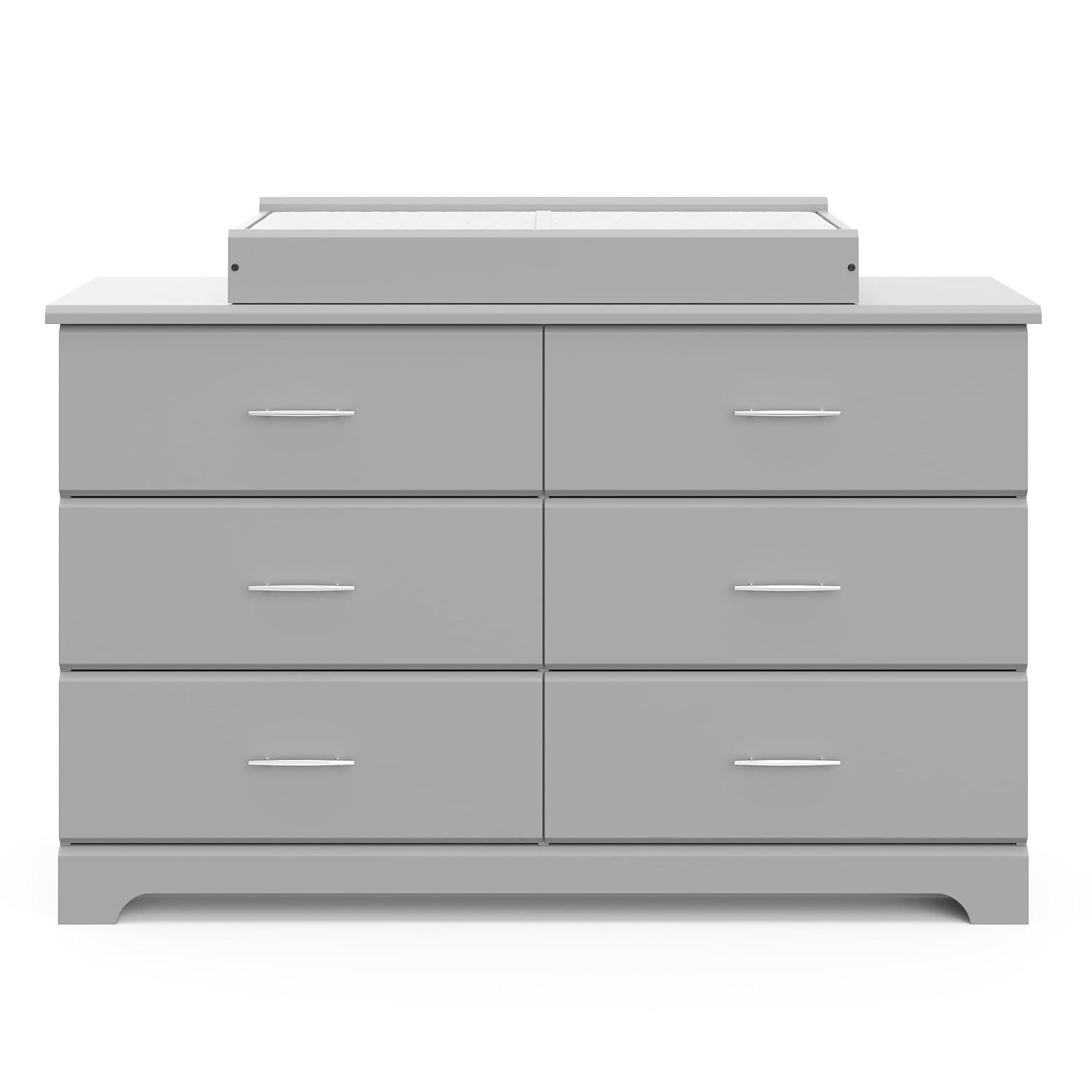 imageStorkcraft Brookside 6Drawer Dresser White GREENGUARD Gold Certified White Dresser for Bedroom Kids ampamp Nursery Storage Chest Safety Interlocking Drawers PreInstalled Tracks Kids ChestPebble Gray