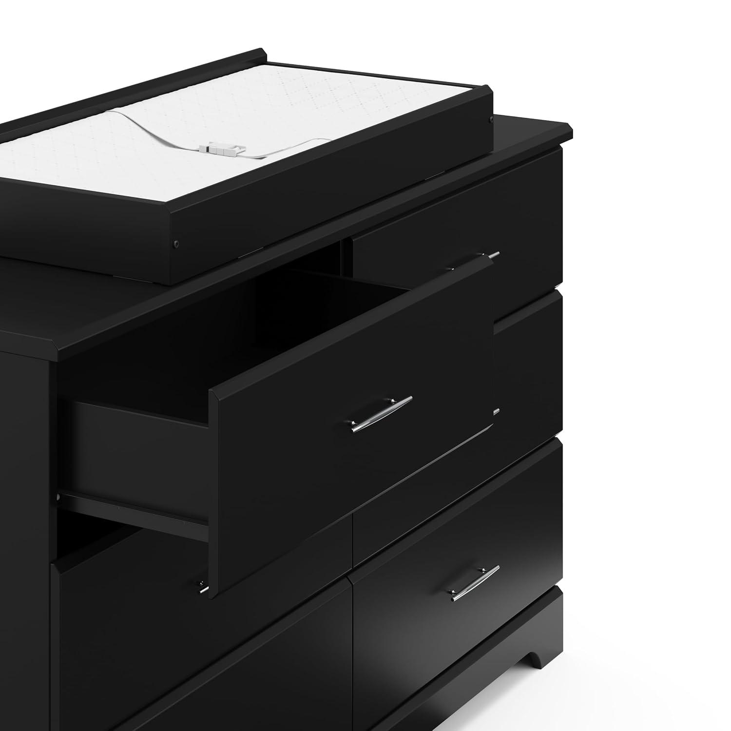 imageStorkcraft Brookside 6Drawer Dresser White GREENGUARD Gold Certified White Dresser for Bedroom Kids ampamp Nursery Storage Chest Safety Interlocking Drawers PreInstalled Tracks Kids ChestBlack