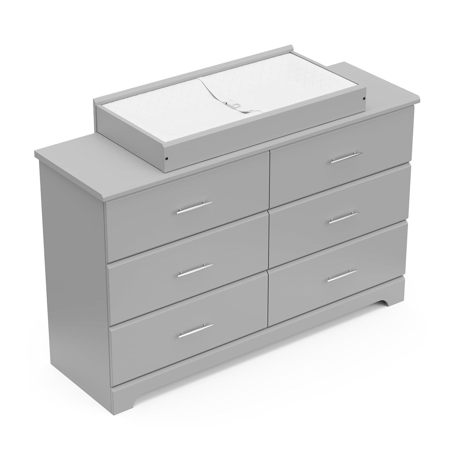 imageStorkcraft Brookside 6Drawer Dresser White GREENGUARD Gold Certified White Dresser for Bedroom Kids ampamp Nursery Storage Chest Safety Interlocking Drawers PreInstalled Tracks Kids ChestPebble Gray