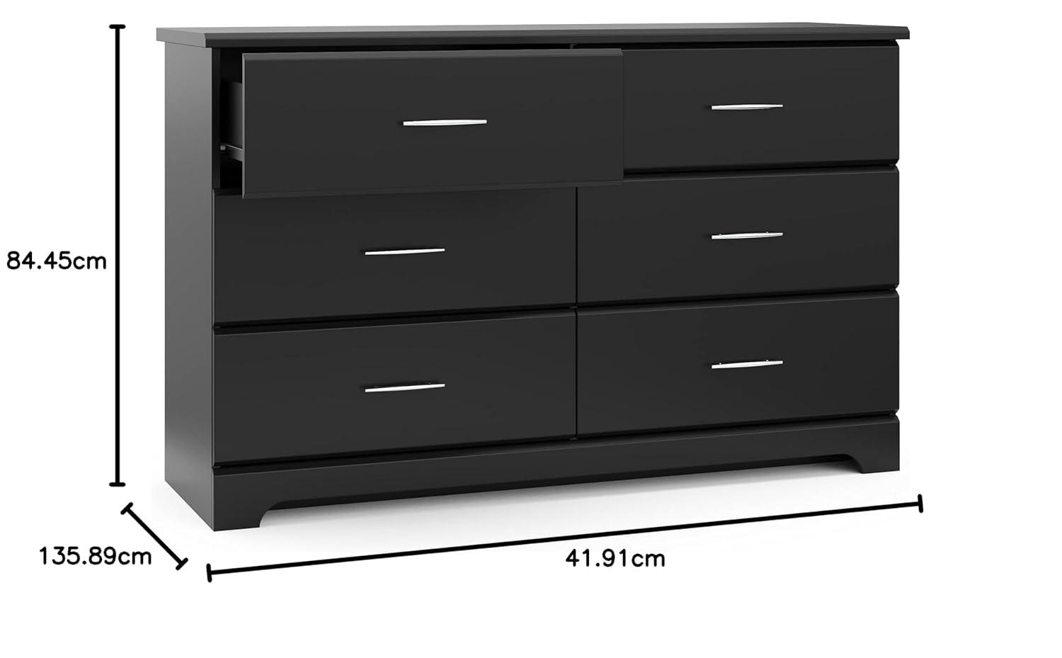 imageStorkcraft Brookside 6Drawer Dresser White GREENGUARD Gold Certified White Dresser for Bedroom Kids ampamp Nursery Storage Chest Safety Interlocking Drawers PreInstalled Tracks Kids ChestBlack