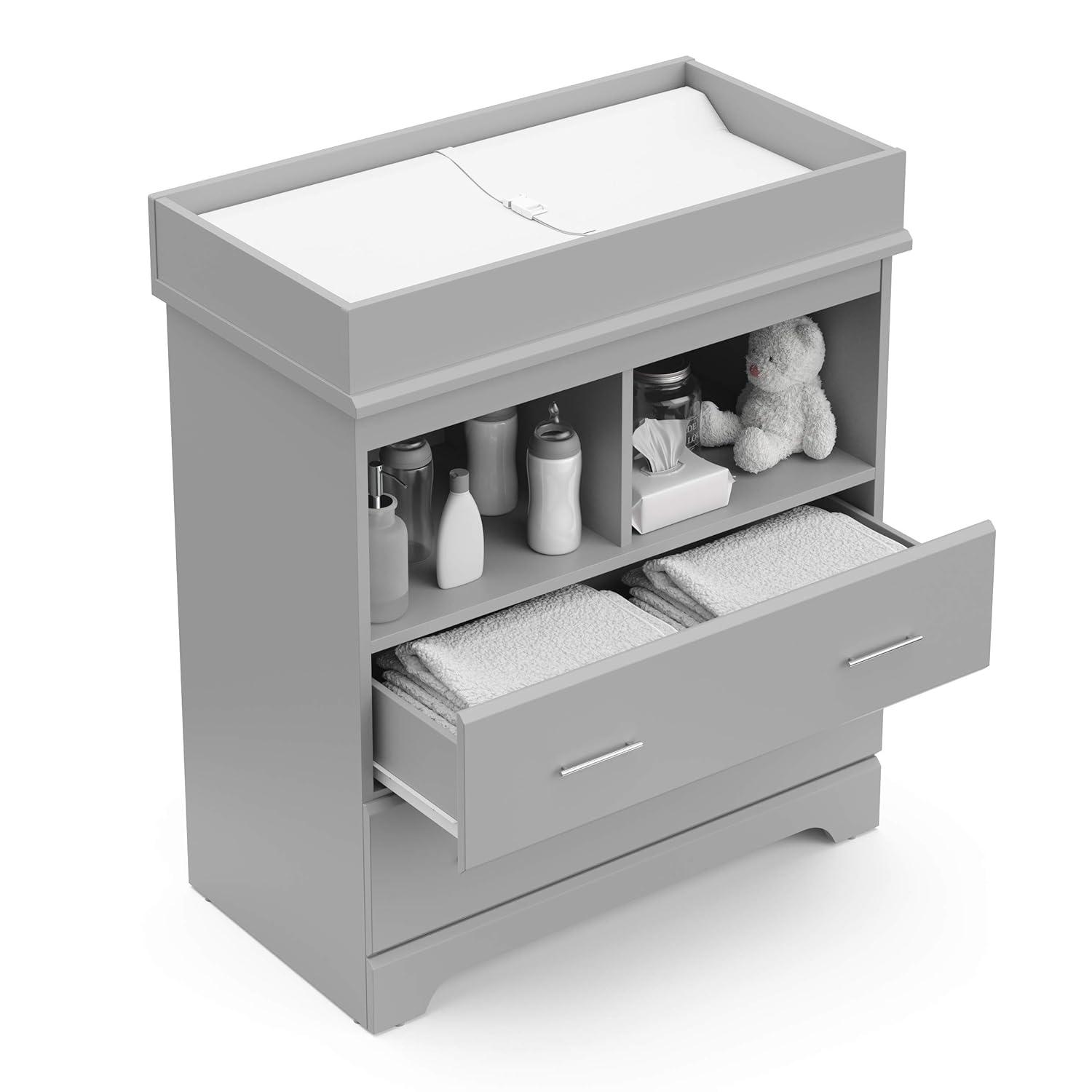 imageStorkcraft Brookside 6Drawer Dresser White GREENGUARD Gold Certified White Dresser for Bedroom Kids ampamp Nursery Storage Chest Safety Interlocking Drawers PreInstalled Tracks Kids ChestPebble Gray