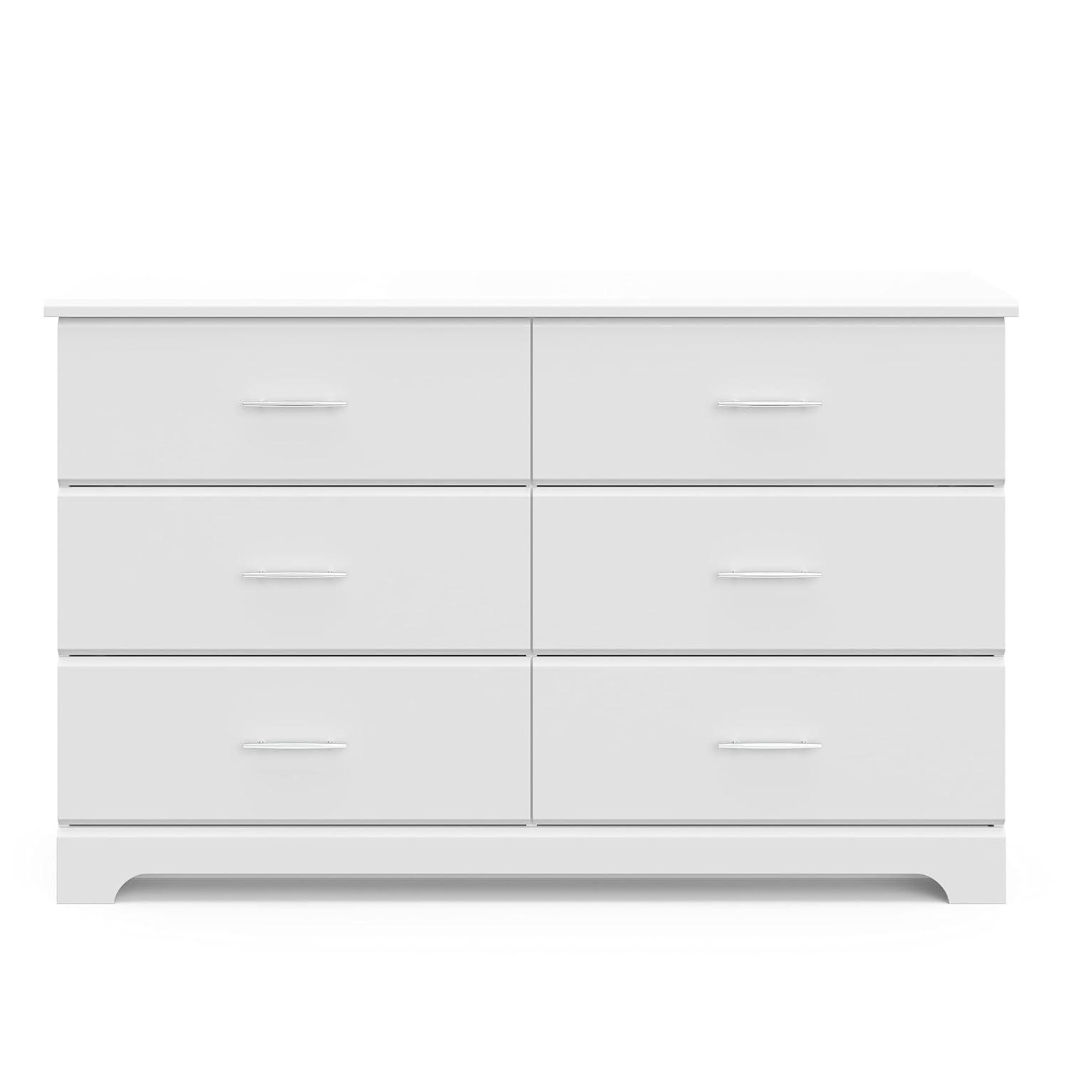 imageStorkcraft Brookside 6Drawer Dresser White GREENGUARD Gold Certified White Dresser for Bedroom Kids ampamp Nursery Storage Chest Safety Interlocking Drawers PreInstalled Tracks Kids ChestWhite