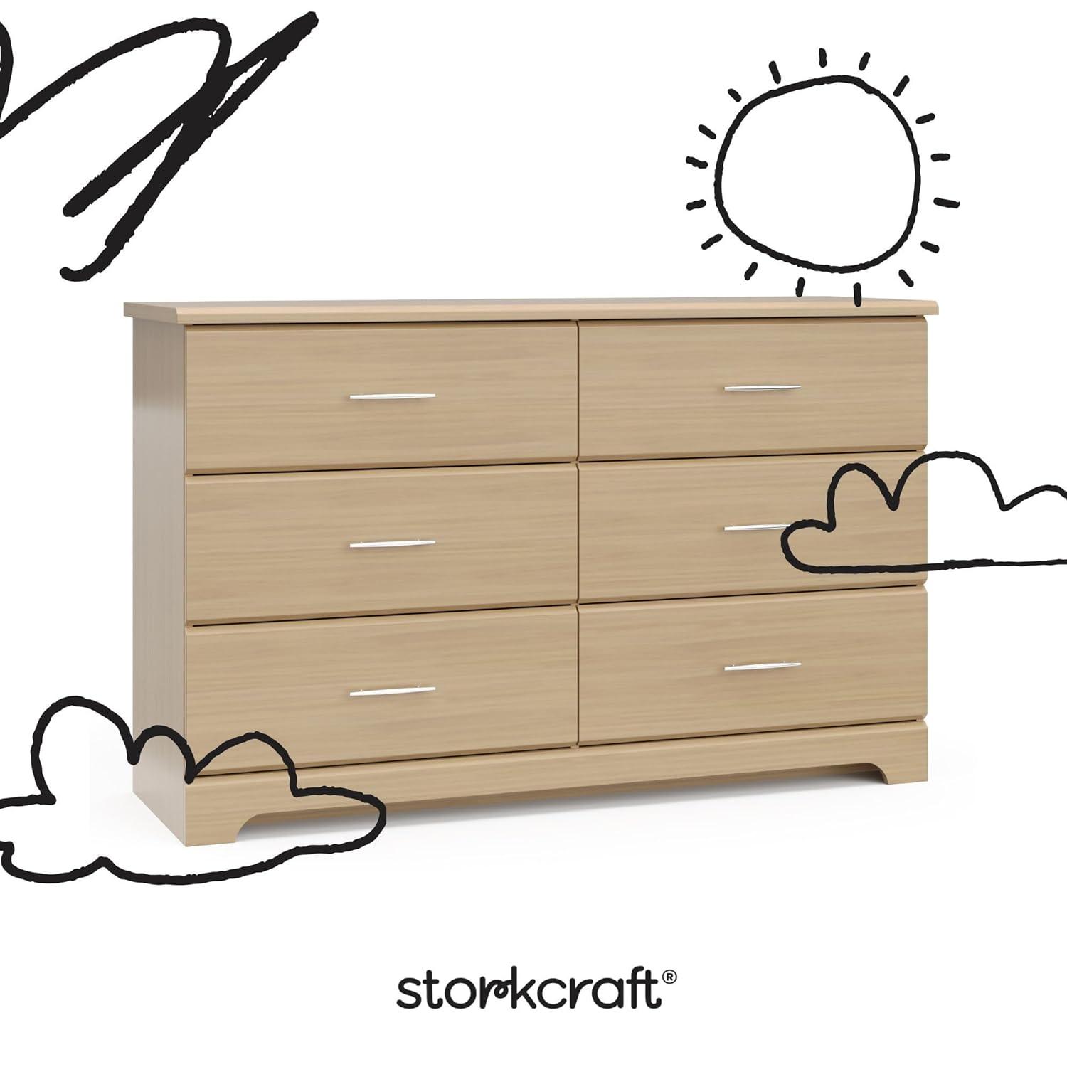 imageStorkcraft Brookside 6Drawer Dresser White GREENGUARD Gold Certified White Dresser for Bedroom Kids ampamp Nursery Storage Chest Safety Interlocking Drawers PreInstalled Tracks Kids ChestDriftwood