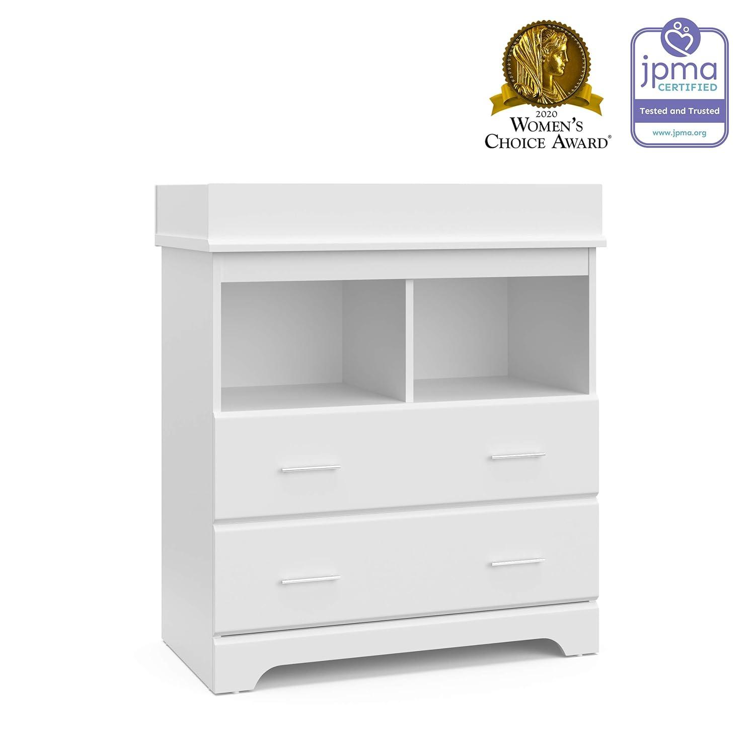 imageStorkcraft Brookside 6Drawer Dresser White GREENGUARD Gold Certified White Dresser for Bedroom Kids ampamp Nursery Storage Chest Safety Interlocking Drawers PreInstalled Tracks Kids ChestWhite
