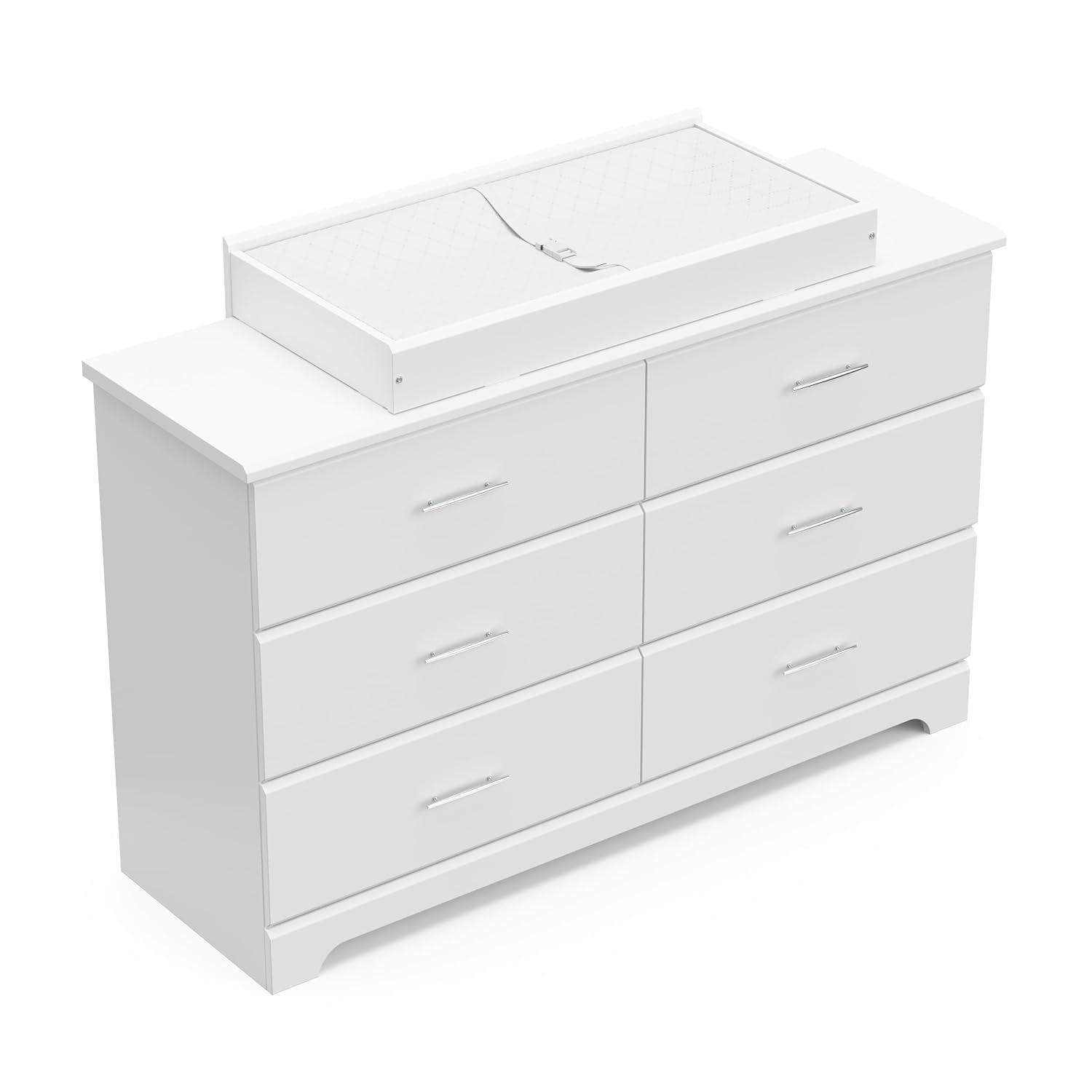 imageStorkcraft Brookside 6Drawer Dresser White GREENGUARD Gold Certified White Dresser for Bedroom Kids ampamp Nursery Storage Chest Safety Interlocking Drawers PreInstalled Tracks Kids ChestWhite