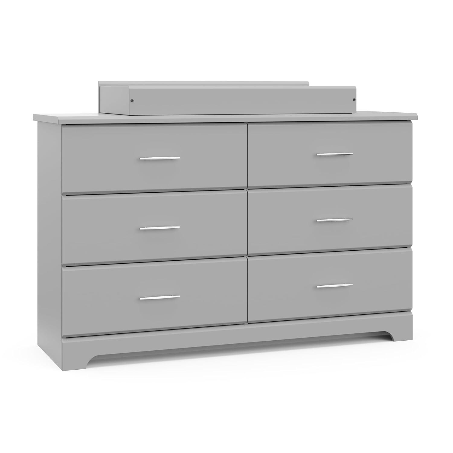 imageStorkcraft Brookside 6Drawer Dresser White GREENGUARD Gold Certified White Dresser for Bedroom Kids ampamp Nursery Storage Chest Safety Interlocking Drawers PreInstalled Tracks Kids ChestPebble Gray
