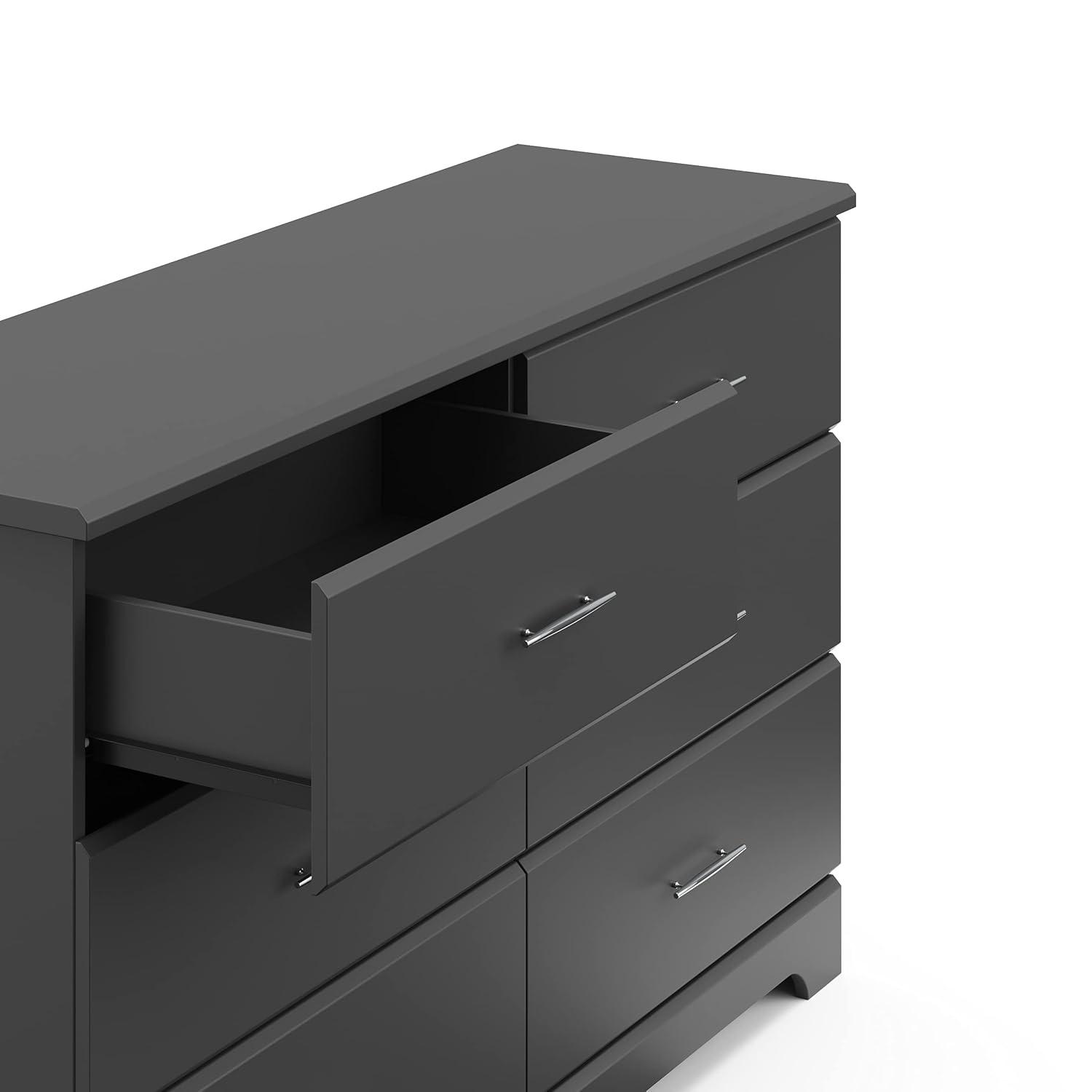 imageStorkcraft Brookside 6Drawer Dresser White GREENGUARD Gold Certified White Dresser for Bedroom Kids ampamp Nursery Storage Chest Safety Interlocking Drawers PreInstalled Tracks Kids ChestGrey