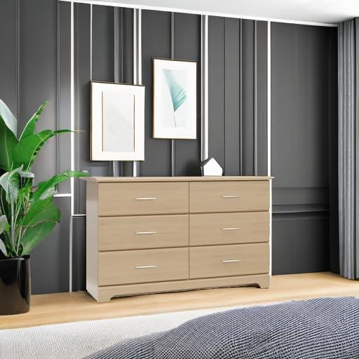 imageStorkcraft Brookside 6Drawer Dresser White GREENGUARD Gold Certified White Dresser for Bedroom Kids ampamp Nursery Storage Chest Safety Interlocking Drawers PreInstalled Tracks Kids ChestDriftwood