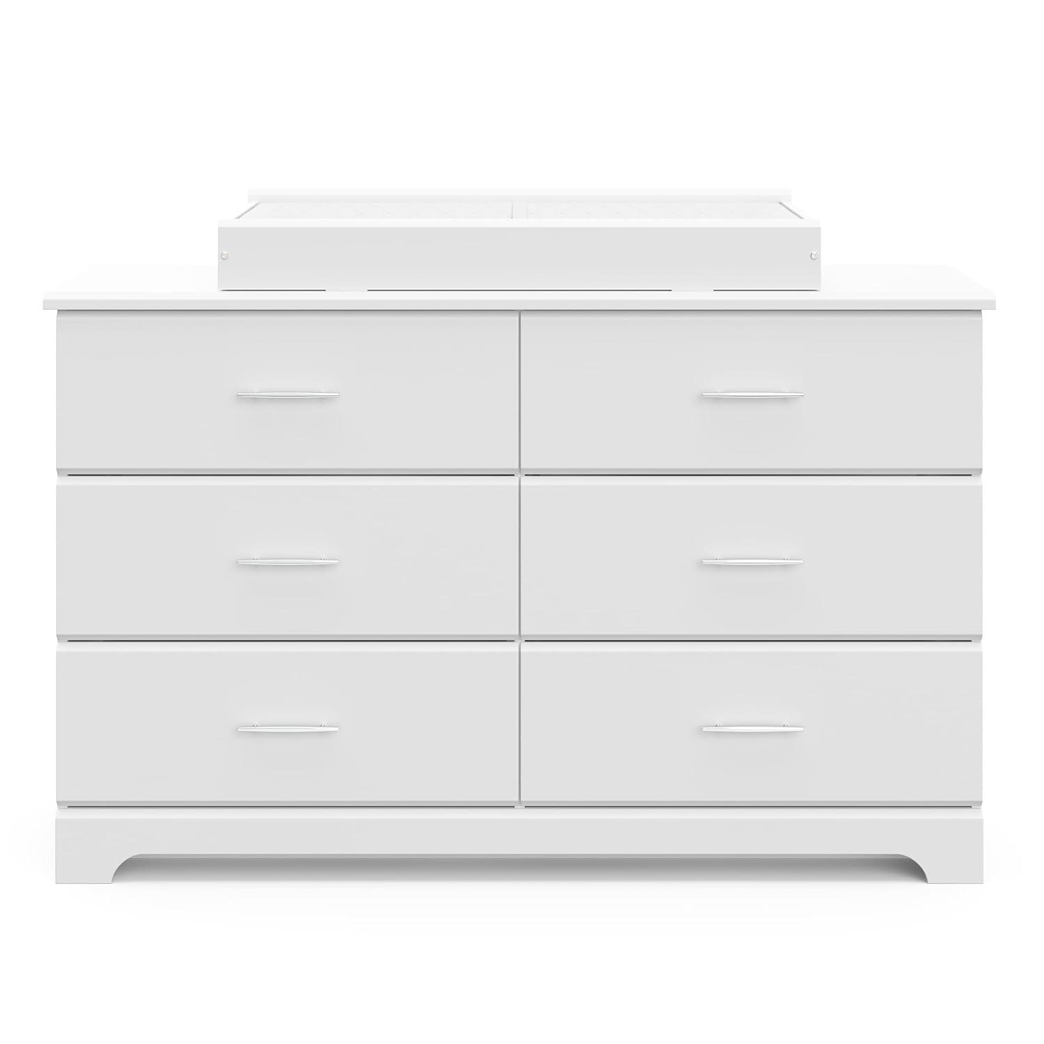 imageStorkcraft Brookside 6Drawer Dresser White GREENGUARD Gold Certified White Dresser for Bedroom Kids ampamp Nursery Storage Chest Safety Interlocking Drawers PreInstalled Tracks Kids ChestWhite