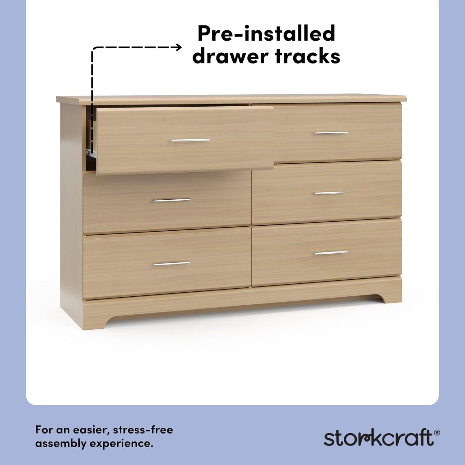 imageStorkcraft Brookside 6Drawer Dresser White GREENGUARD Gold Certified White Dresser for Bedroom Kids ampamp Nursery Storage Chest Safety Interlocking Drawers PreInstalled Tracks Kids ChestDriftwood