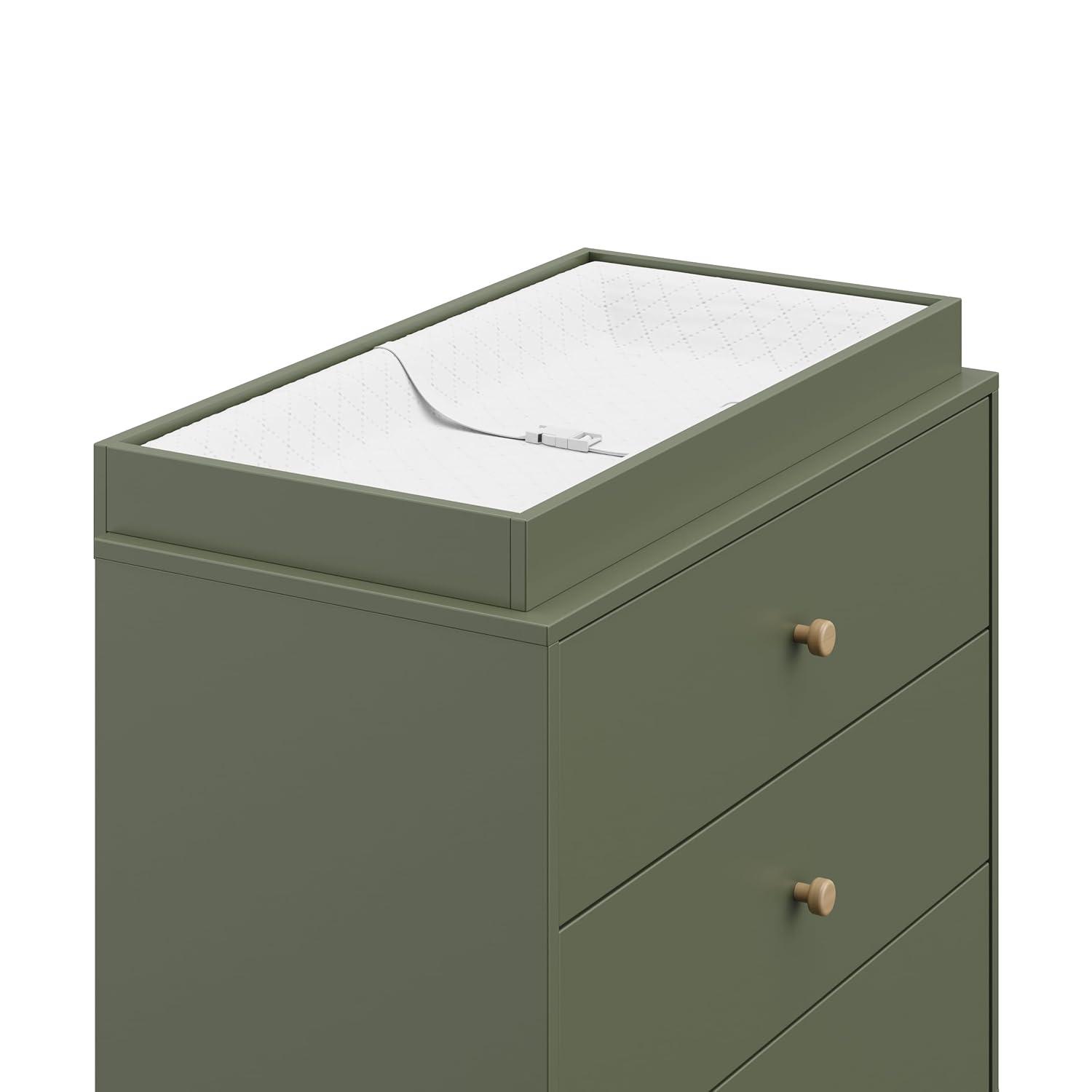 imageStorkcraft California 3Drawer Chest with Removable Changing Topper Olive with Driftwood GREENGUARD Gold Certified Interlocking Drawer System PreInstalled Tracks Easy AssemblyOlive With Driftwood