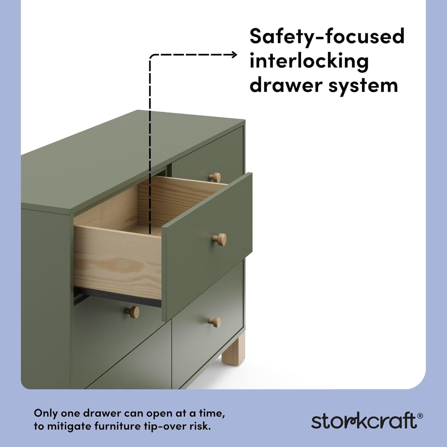 imageStorkcraft California 3Drawer Chest with Removable Changing Topper Olive with Driftwood GREENGUARD Gold Certified Interlocking Drawer System PreInstalled Tracks Easy AssemblyOlive With Driftwood