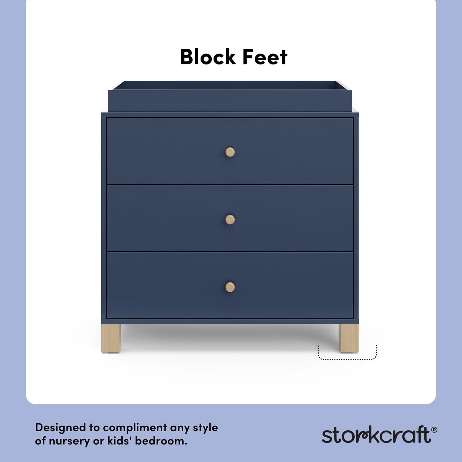 imageStorkcraft California 3Drawer Chest with Removable Changing Topper Olive with Driftwood GREENGUARD Gold Certified Interlocking Drawer System PreInstalled Tracks Easy AssemblyMidnight Blue With Driftwood