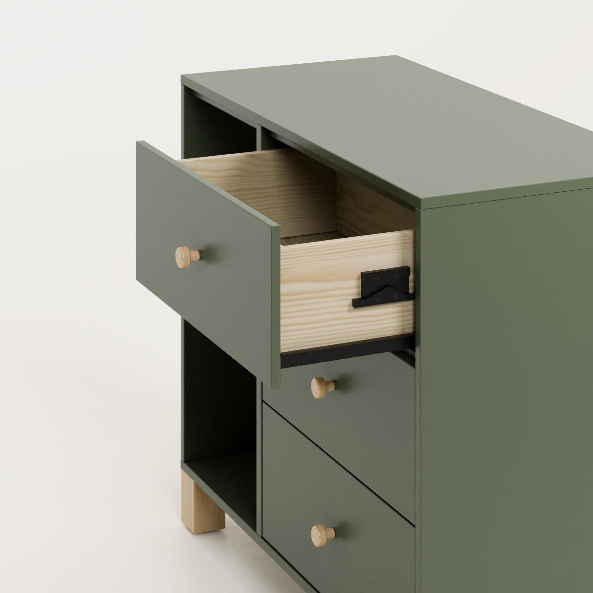 imageStorkcraft California 3Drawer Chest with Removable Changing Topper Olive with Driftwood GREENGUARD Gold Certified Interlocking Drawer System PreInstalled Tracks Easy AssemblyOlive With Driftwood