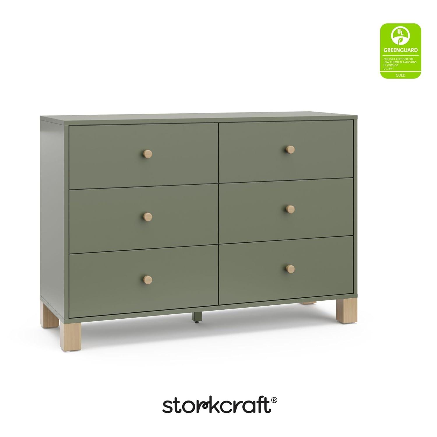 imageStorkcraft California 3Drawer Chest with Removable Changing Topper Olive with Driftwood GREENGUARD Gold Certified Interlocking Drawer System PreInstalled Tracks Easy AssemblyOlive With Driftwood