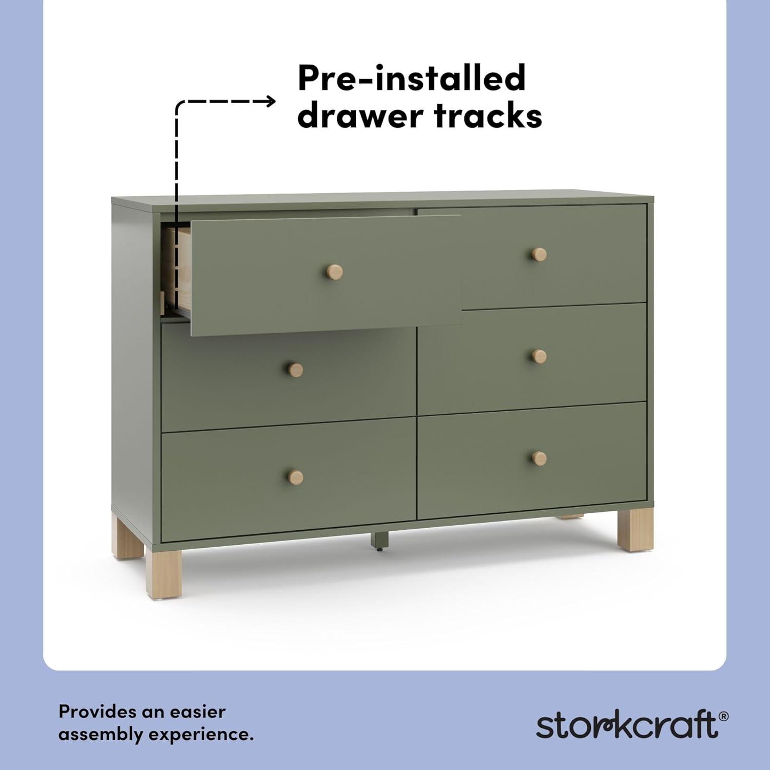 imageStorkcraft California 3Drawer Chest with Removable Changing Topper Olive with Driftwood GREENGUARD Gold Certified Interlocking Drawer System PreInstalled Tracks Easy AssemblyOlive With Driftwood