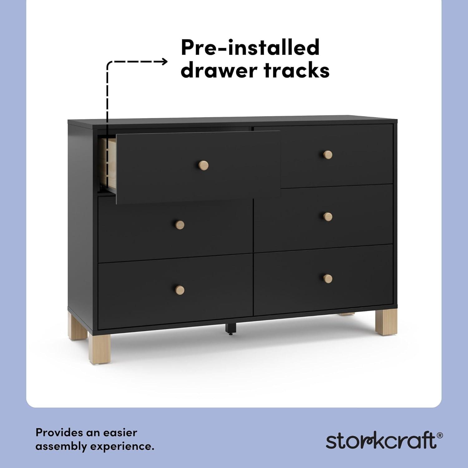 imageStorkcraft California 3Drawer Chest with Removable Changing Topper Olive with Driftwood GREENGUARD Gold Certified Interlocking Drawer System PreInstalled Tracks Easy AssemblyBlack With Driftwood