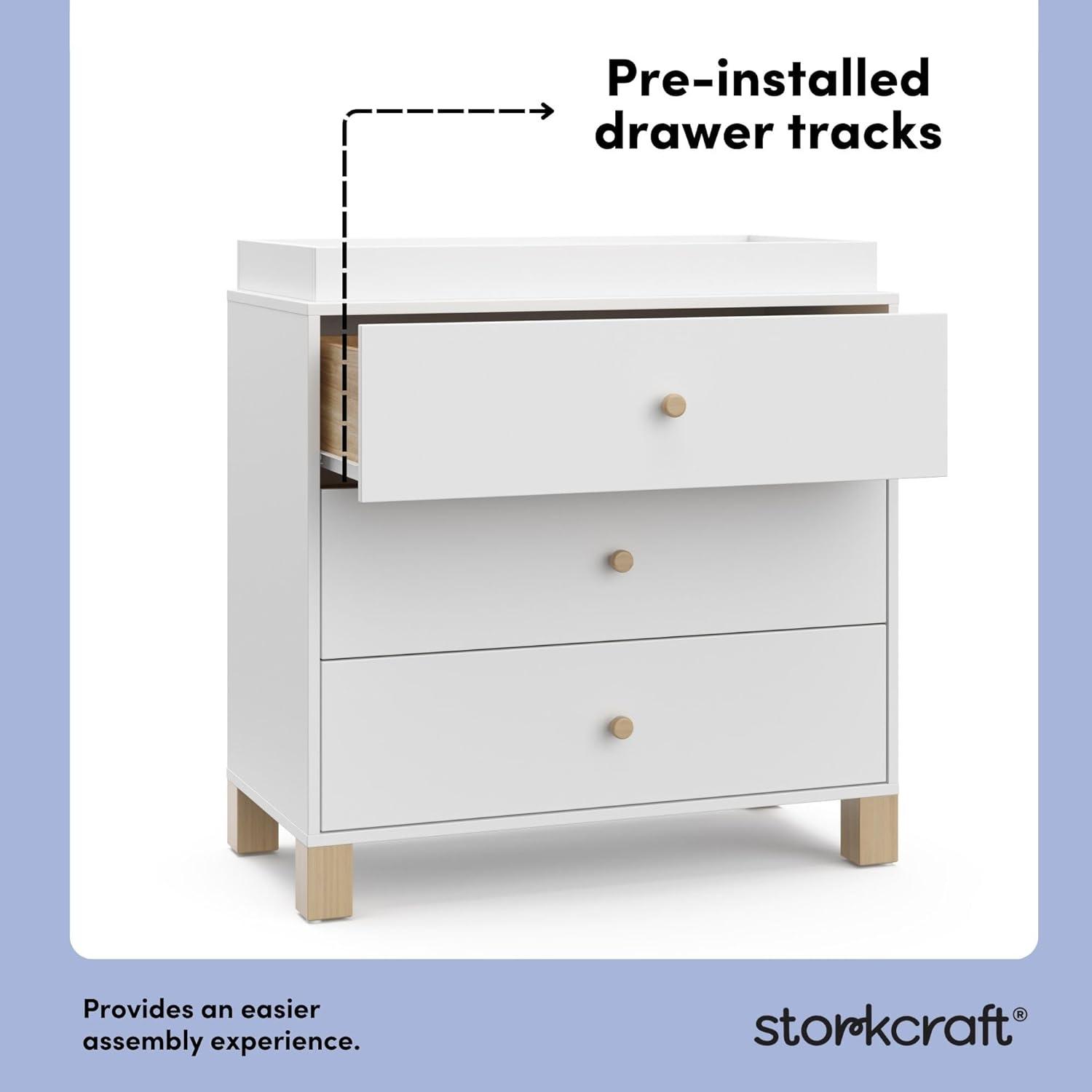 imageStorkcraft California 3Drawer Chest with Removable Changing Topper Olive with Driftwood GREENGUARD Gold Certified Interlocking Drawer System PreInstalled Tracks Easy AssemblyWhite With Driftwood