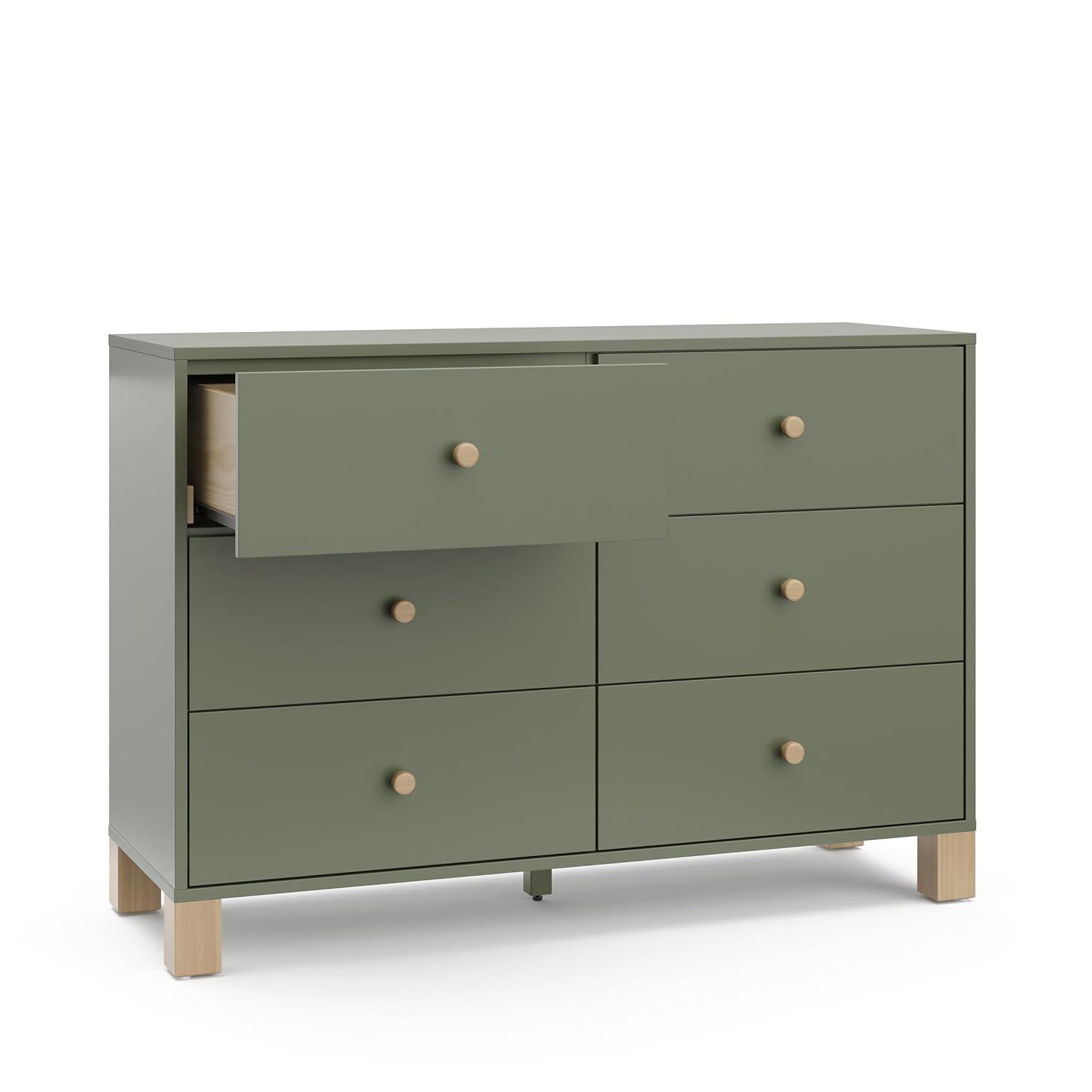 imageStorkcraft California 3Drawer Chest with Removable Changing Topper Olive with Driftwood GREENGUARD Gold Certified Interlocking Drawer System PreInstalled Tracks Easy AssemblyOlive With Driftwood