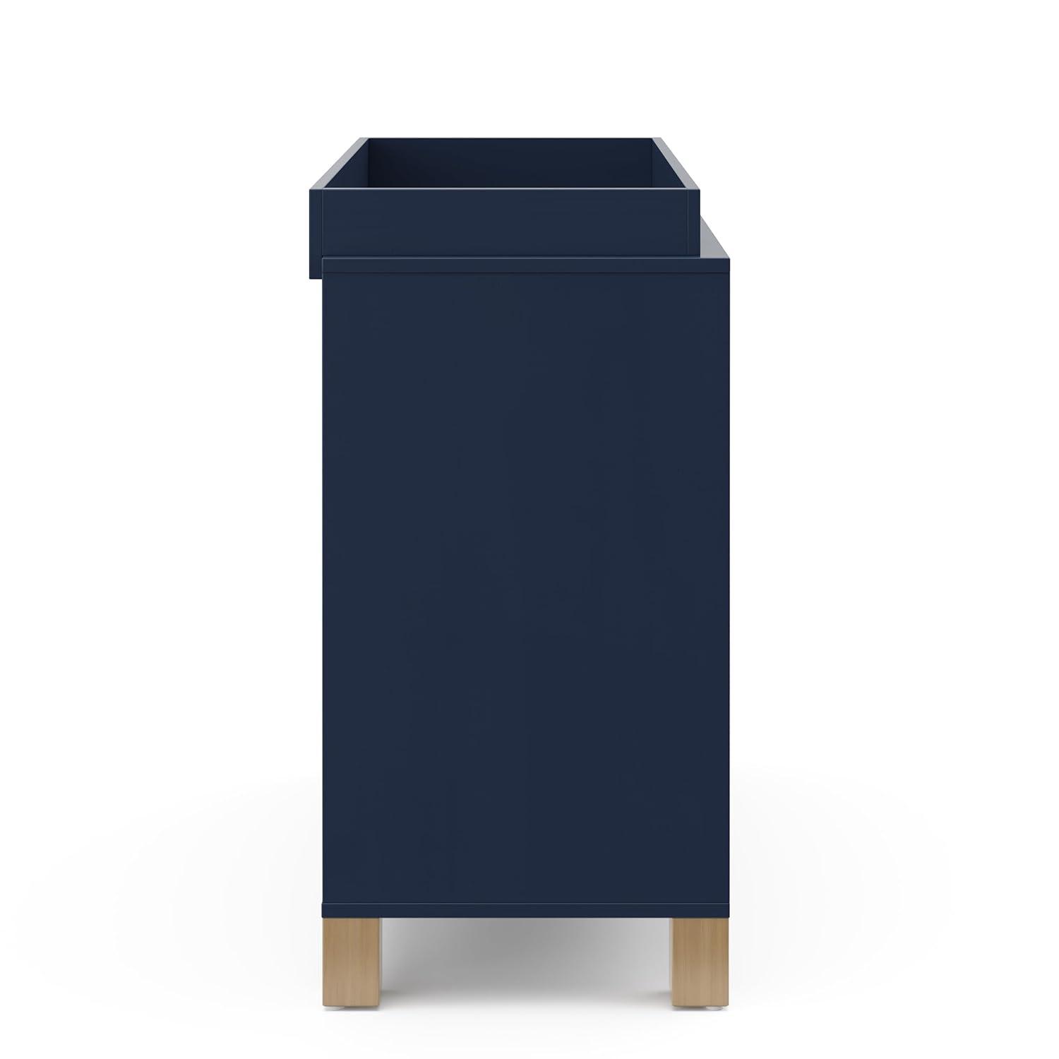 imageStorkcraft California 3Drawer Chest with Removable Changing Topper Olive with Driftwood GREENGUARD Gold Certified Interlocking Drawer System PreInstalled Tracks Easy AssemblyMidnight Blue With Driftwood