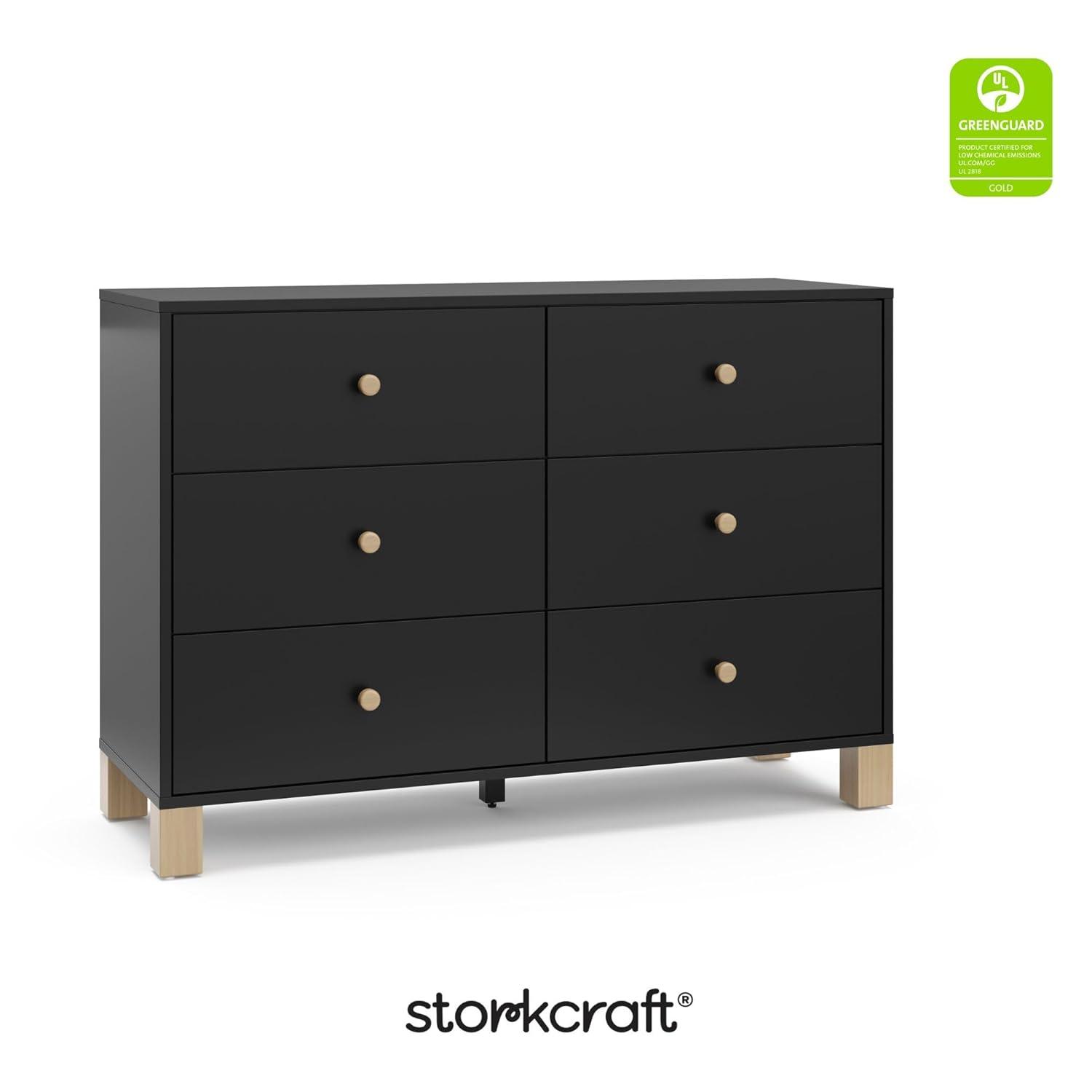 imageStorkcraft California 3Drawer Chest with Removable Changing Topper Olive with Driftwood GREENGUARD Gold Certified Interlocking Drawer System PreInstalled Tracks Easy AssemblyBlack With Driftwood
