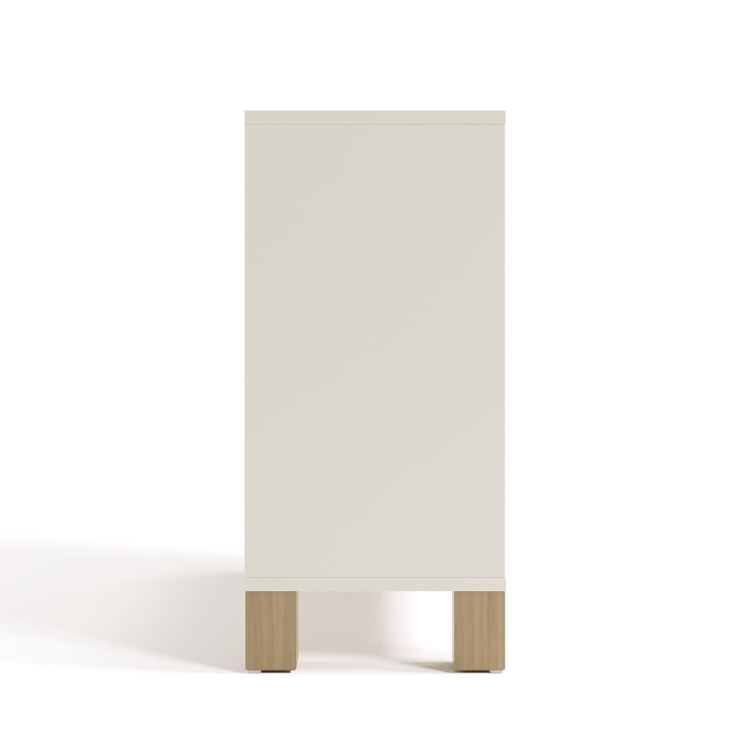 imageStorkcraft California Cube Organizer Bookcase Olive with Driftwood GREENGUARD Gold Certified Book Shelf for Kids Premium Wooden CubbiesFrosted Oat With Driftwood