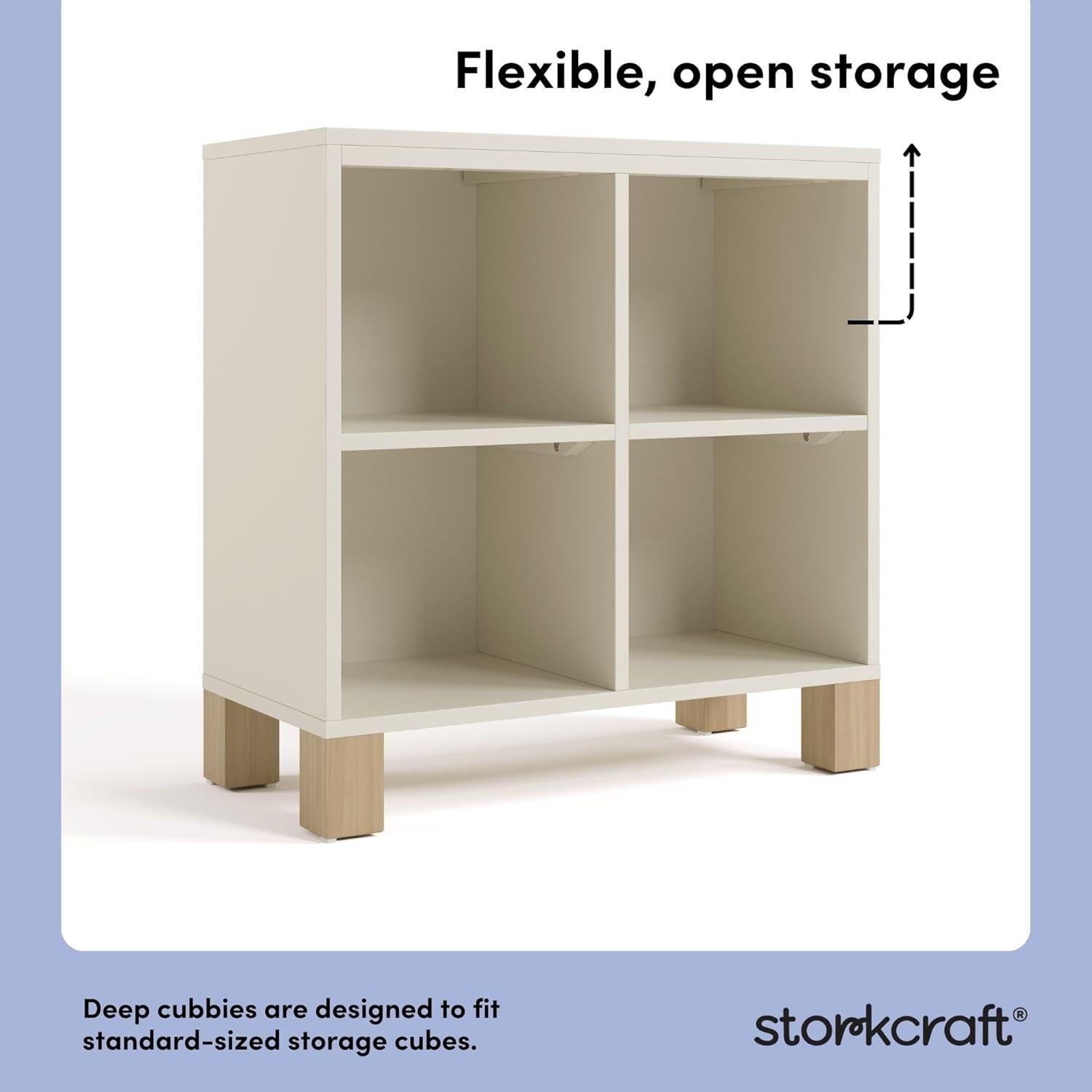 imageStorkcraft California Cube Organizer Bookcase Olive with Driftwood GREENGUARD Gold Certified Book Shelf for Kids Premium Wooden CubbiesFrosted Oat With Driftwood