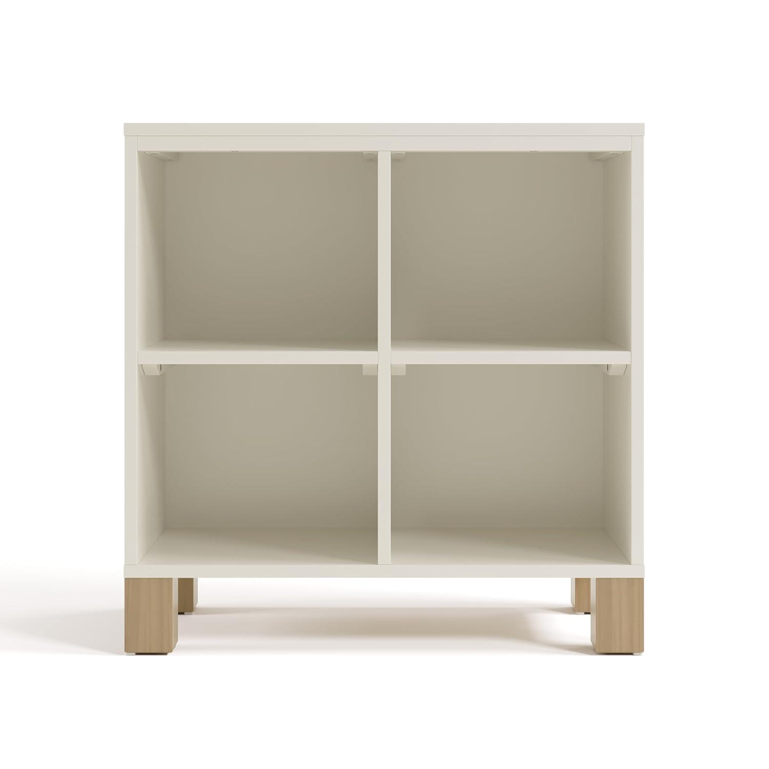 imageStorkcraft California Cube Organizer Bookcase Olive with Driftwood GREENGUARD Gold Certified Book Shelf for Kids Premium Wooden CubbiesFrosted Oat With Driftwood