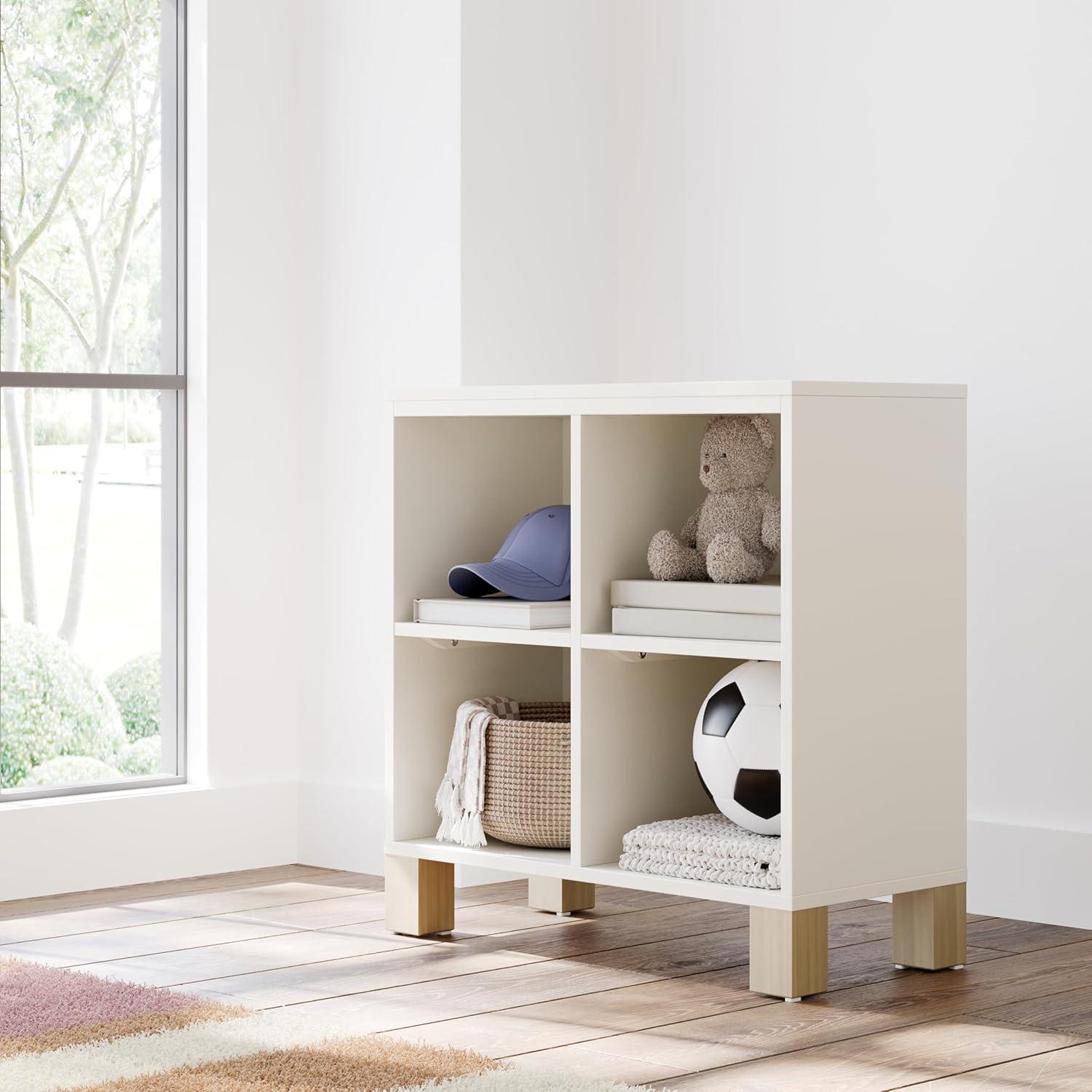 imageStorkcraft California Cube Organizer Bookcase Olive with Driftwood GREENGUARD Gold Certified Book Shelf for Kids Premium Wooden CubbiesFrosted Oat With Driftwood