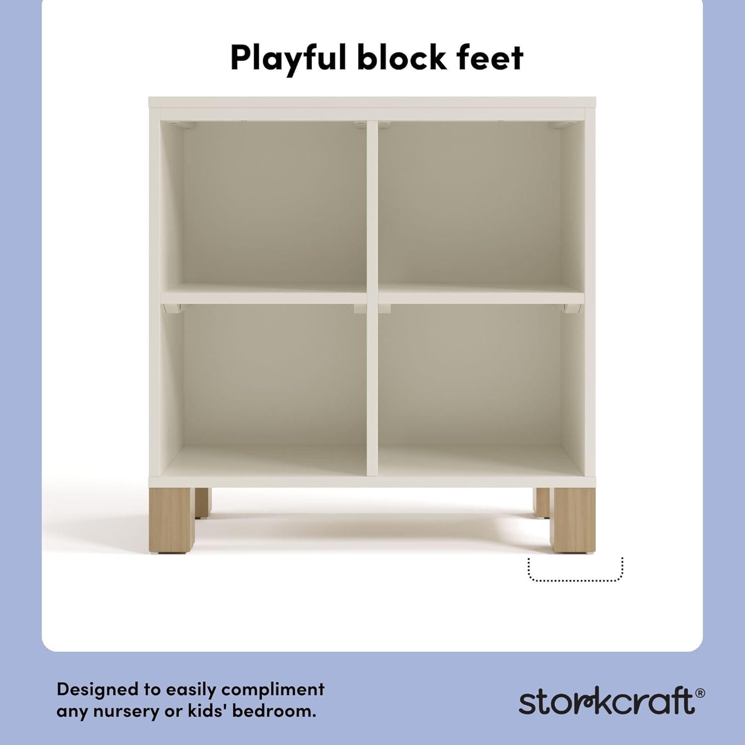 imageStorkcraft California Cube Organizer Bookcase Olive with Driftwood GREENGUARD Gold Certified Book Shelf for Kids Premium Wooden CubbiesFrosted Oat With Driftwood