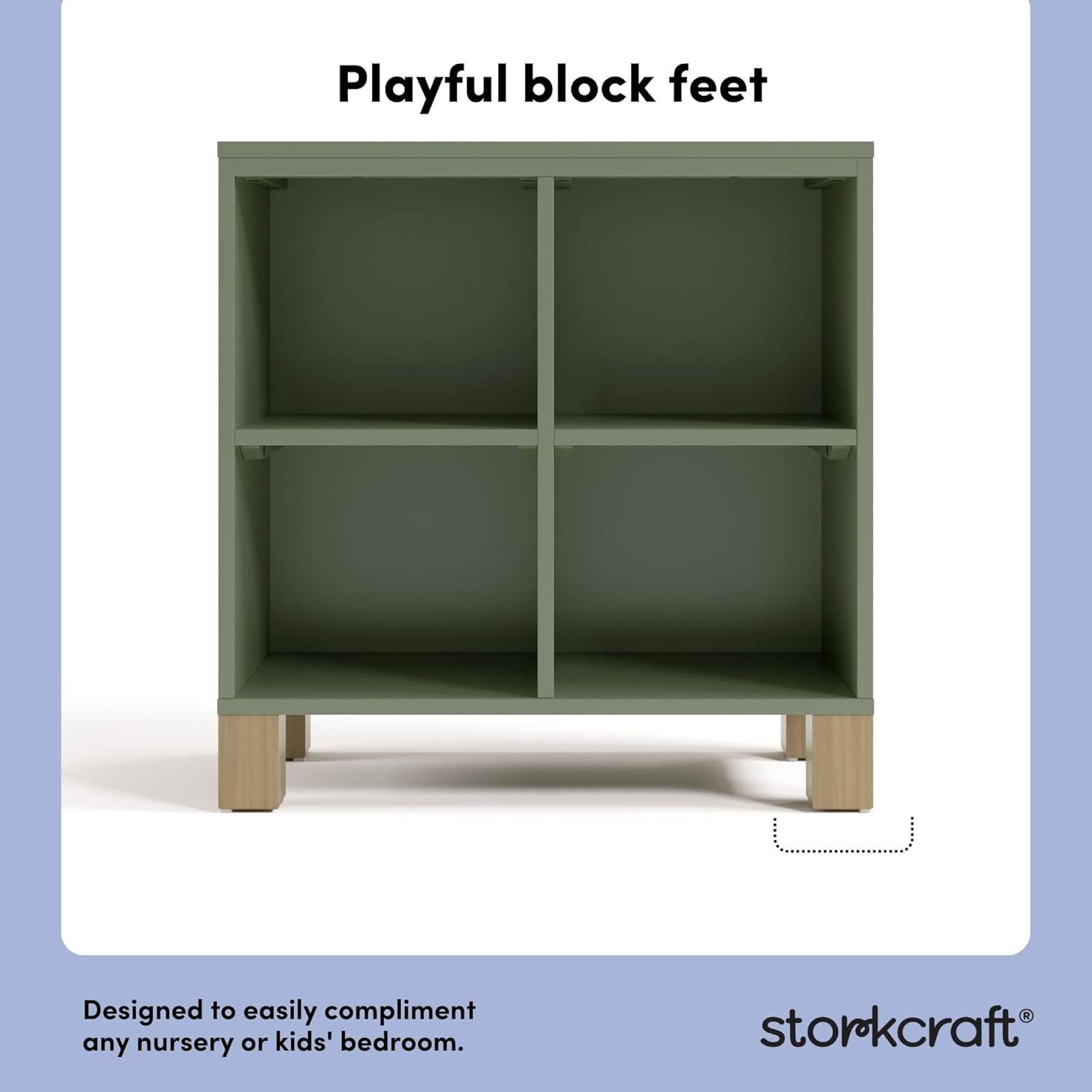 imageStorkcraft California Cube Organizer Bookcase Olive with Driftwood GREENGUARD Gold Certified Book Shelf for Kids Premium Wooden CubbiesOlive With Driftwood