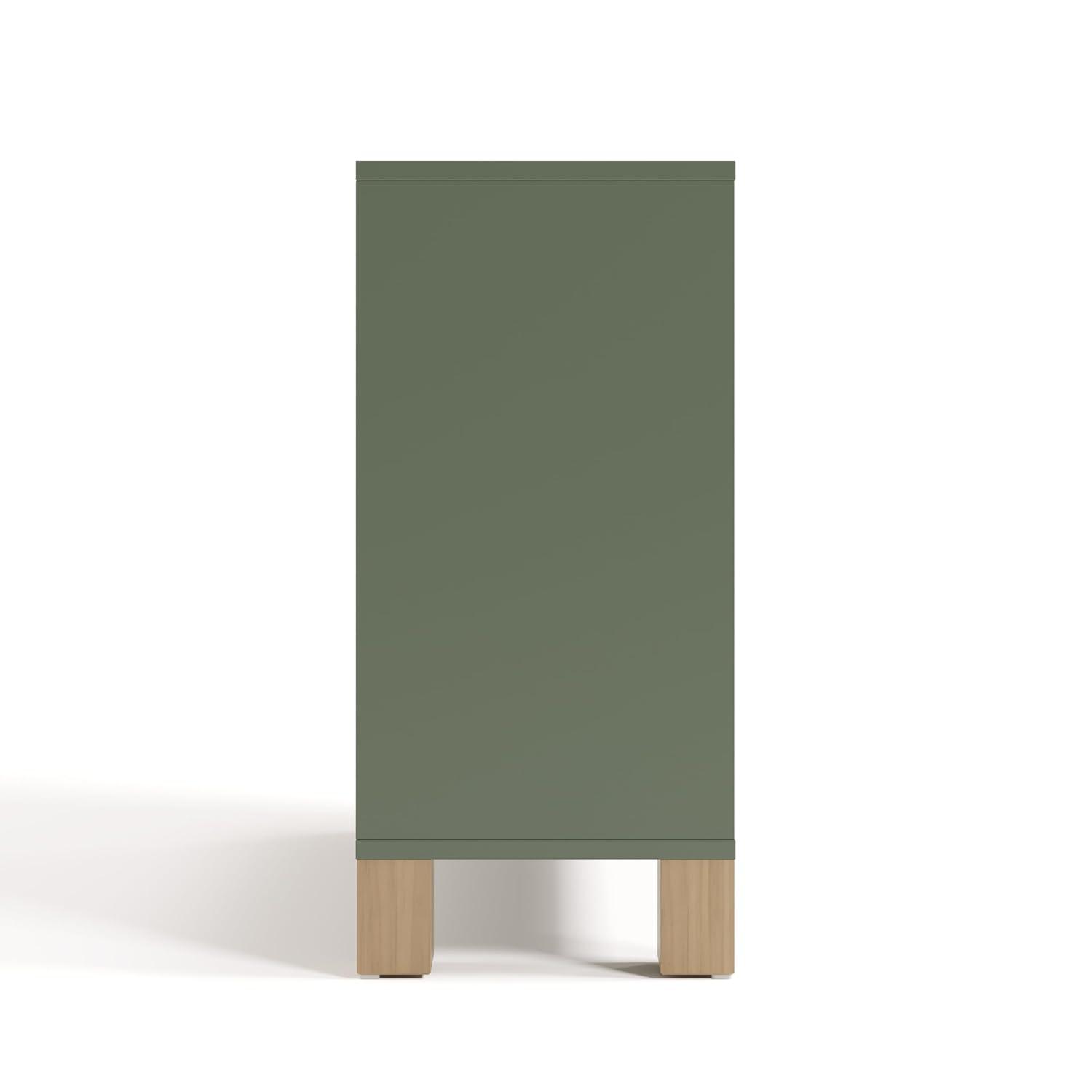 imageStorkcraft California Cube Organizer Bookcase Olive with Driftwood GREENGUARD Gold Certified Book Shelf for Kids Premium Wooden CubbiesOlive With Driftwood