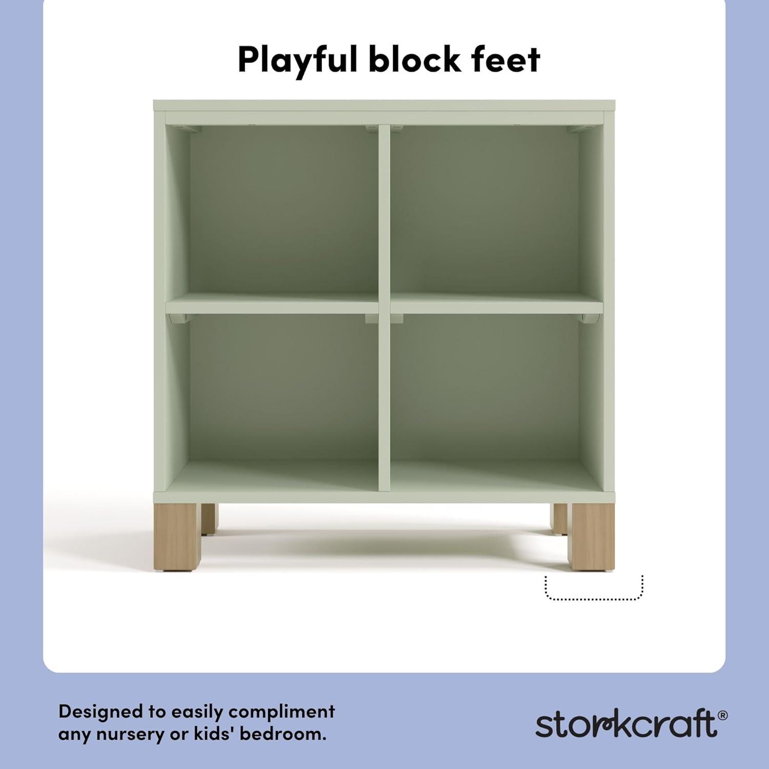 imageStorkcraft California Cube Organizer Bookcase Olive with Driftwood GREENGUARD Gold Certified Book Shelf for Kids Premium Wooden CubbiesSage With Driftwoode