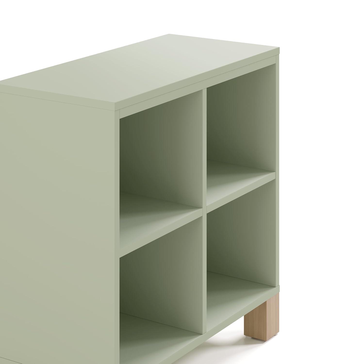 imageStorkcraft California Cube Organizer Bookcase Olive with Driftwood GREENGUARD Gold Certified Book Shelf for Kids Premium Wooden CubbiesSage With Driftwoode