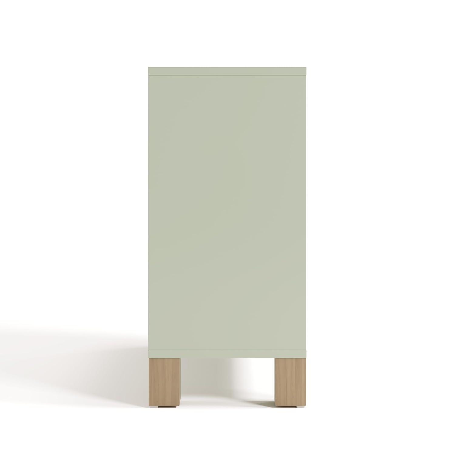 imageStorkcraft California Cube Organizer Bookcase Olive with Driftwood GREENGUARD Gold Certified Book Shelf for Kids Premium Wooden CubbiesSage With Driftwoode