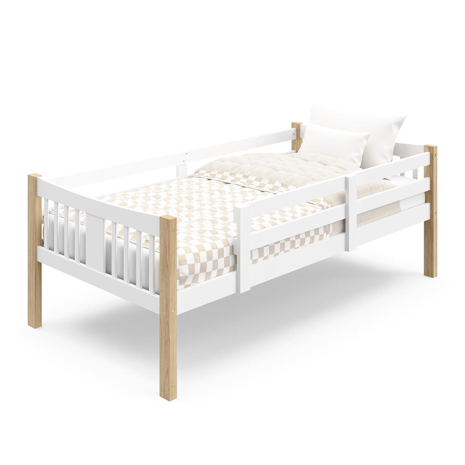 imageStorkcraft Caribou Bunk Bed Twin Over Twin Bunk Bed White GREENGUARD Gold Certified Twin Bunk Beds for Kids Converts to 2 Individual Twin Beds Bunk Beds for KidsWhiteNatural