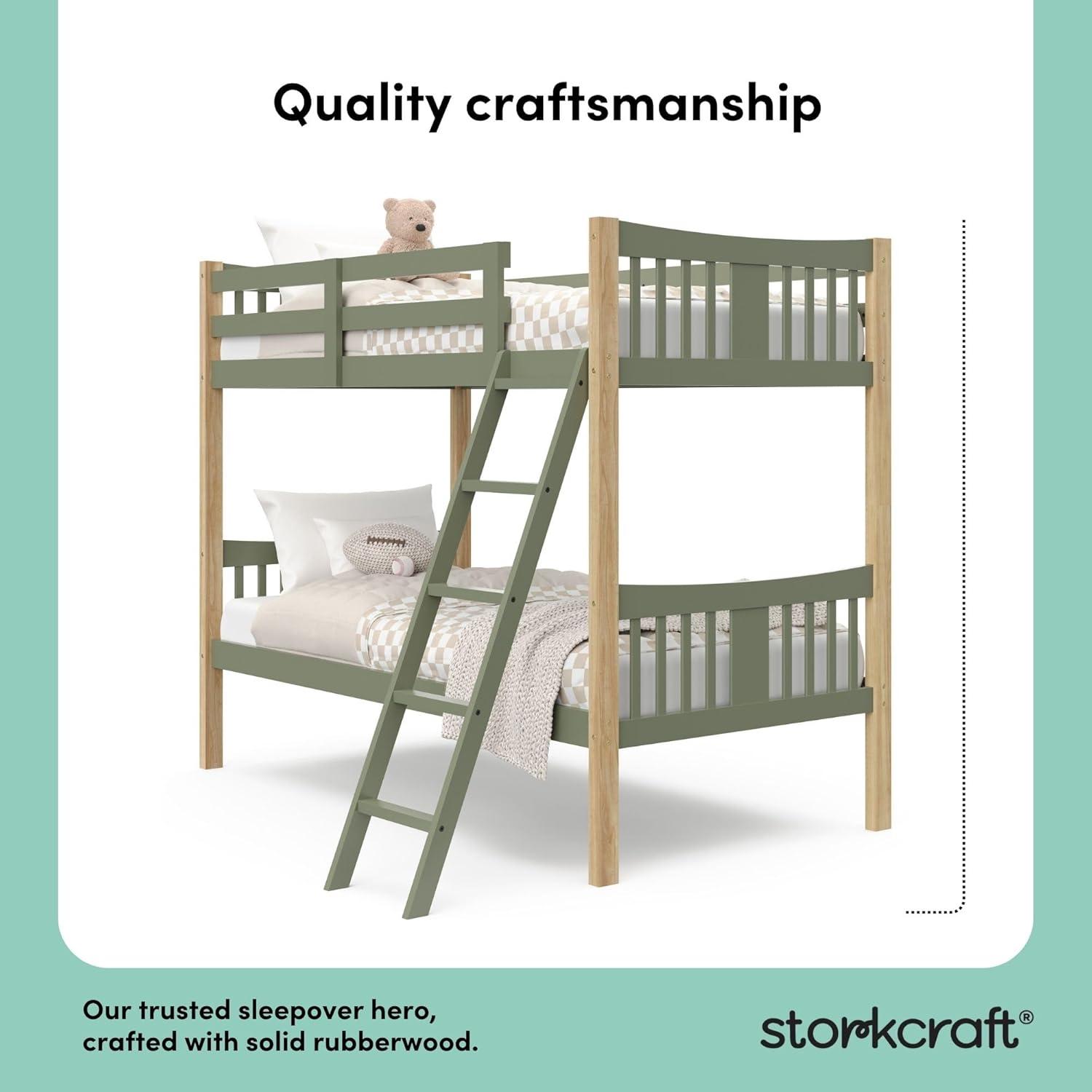 imageStorkcraft Caribou Bunk Bed Twin Over Twin Bunk Bed White GREENGUARD Gold Certified Twin Bunk Beds for Kids Converts to 2 Individual Twin Beds Bunk Beds for KidsOliveNatural