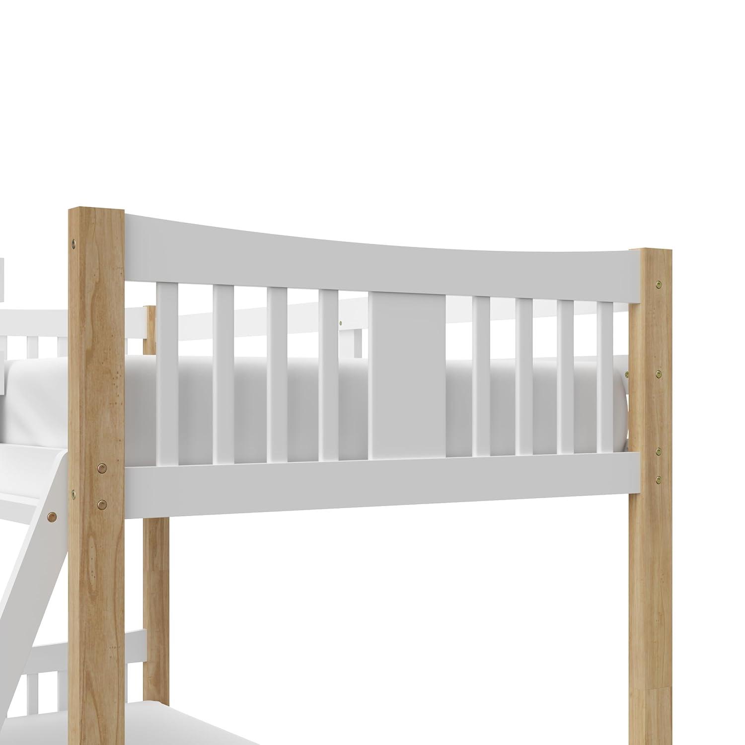 imageStorkcraft Caribou Bunk Bed Twin Over Twin Bunk Bed White GREENGUARD Gold Certified Twin Bunk Beds for Kids Converts to 2 Individual Twin Beds Bunk Beds for KidsWhiteNatural