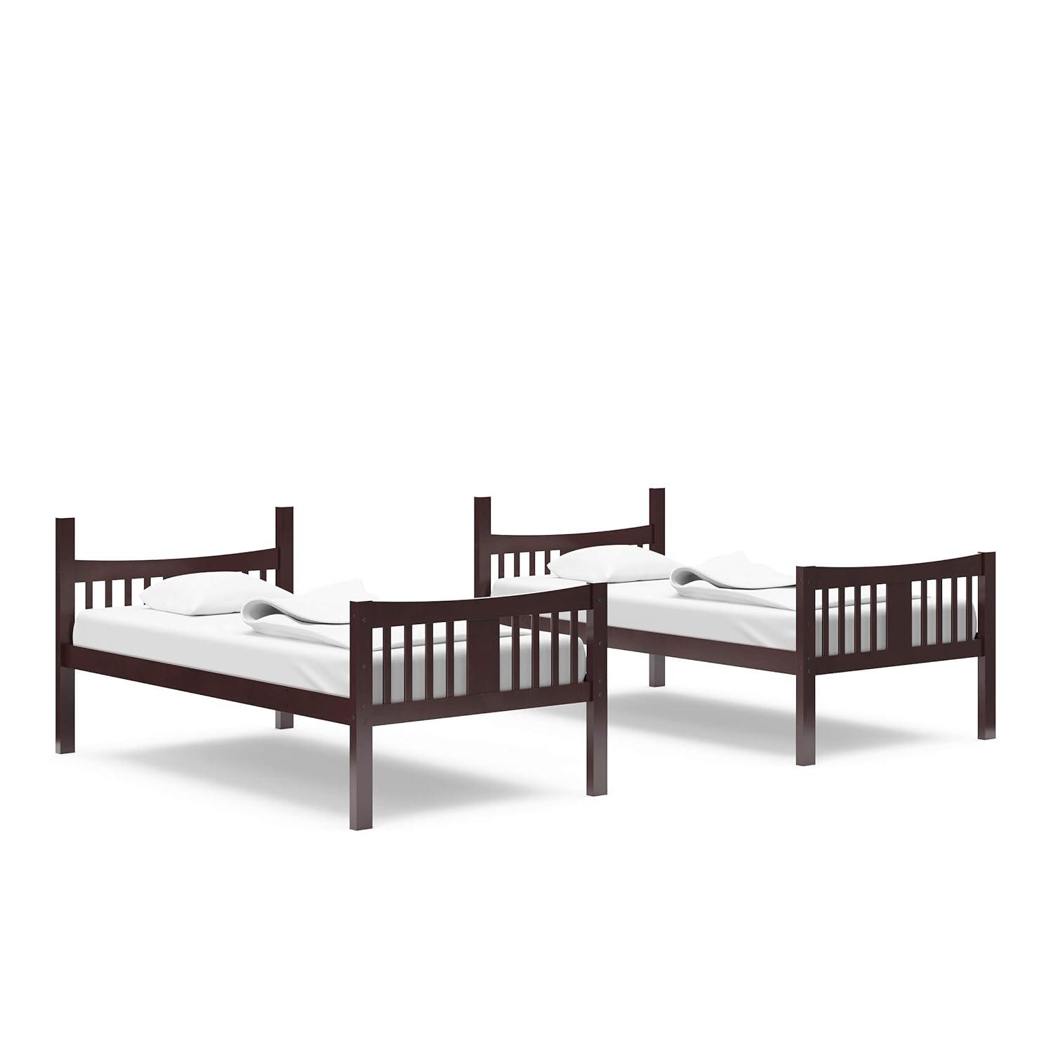 imageStorkcraft Caribou Bunk Bed Twin Over Twin Bunk Bed White GREENGUARD Gold Certified Twin Bunk Beds for Kids Converts to 2 Individual Twin Beds Bunk Beds for KidsEspresso