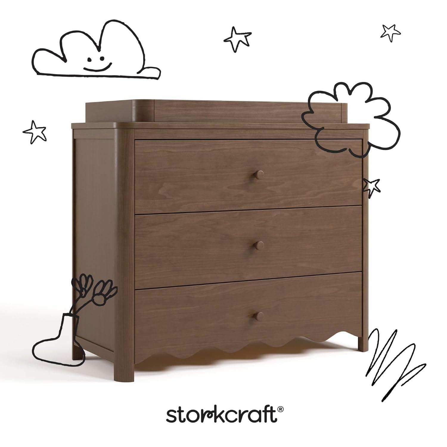 imageStorkcraft Casablanca 3 Drawer Chest with Removable Changing Topper Frosted Oat GREENGUARD Gold Certified Wood Dresser for Baby ampamp Kids Interlocking Drawer System for SafetyHazelnut