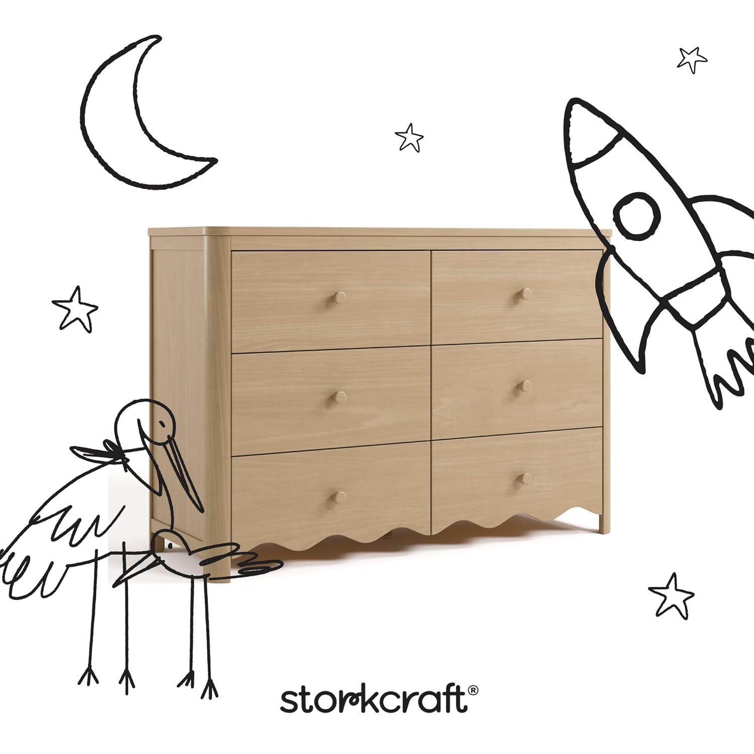 imageStorkcraft Casablanca 3 Drawer Chest with Removable Changing Topper Frosted Oat GREENGUARD Gold Certified Wood Dresser for Baby ampamp Kids Interlocking Drawer System for SafetyDriftwood