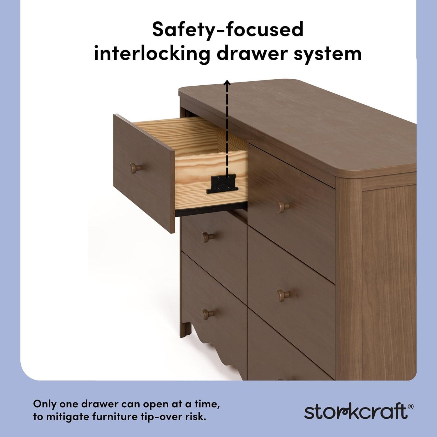 imageStorkcraft Casablanca 3 Drawer Chest with Removable Changing Topper Frosted Oat GREENGUARD Gold Certified Wood Dresser for Baby ampamp Kids Interlocking Drawer System for SafetyHazelnut